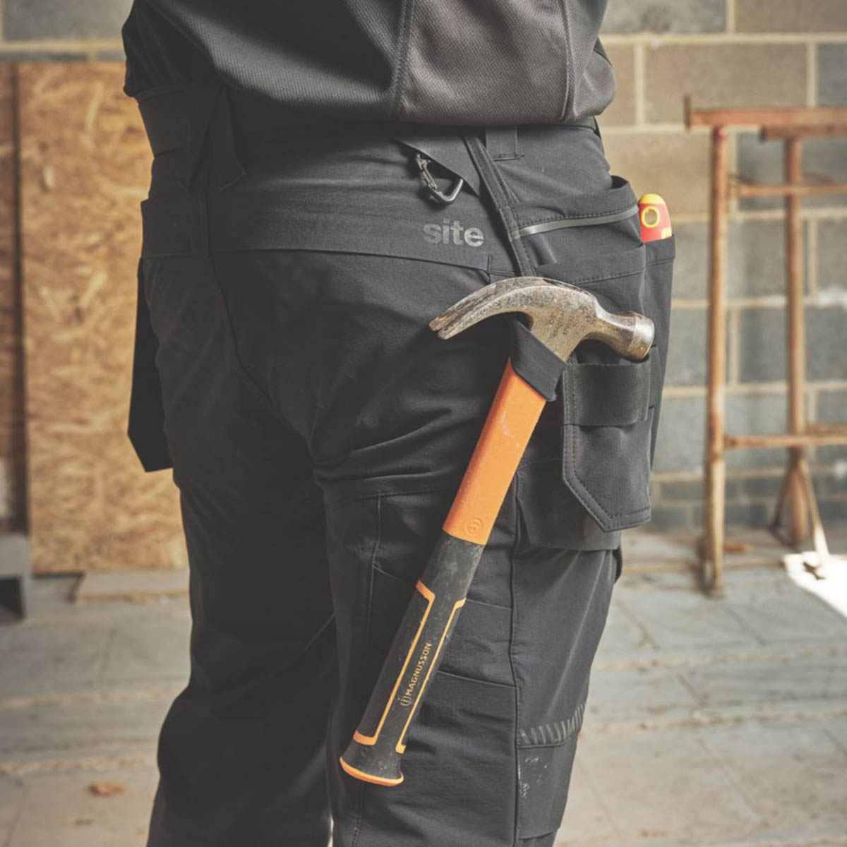Site Work Trousers Mens Slim Fit Black Breathable Multi Pockets Cargo 40W 32L - Image 5