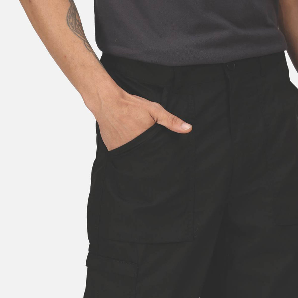 Regatta Work Trousers Mens Classic Fit Black Multi Pockets Cargo 32W 33L - Image 6