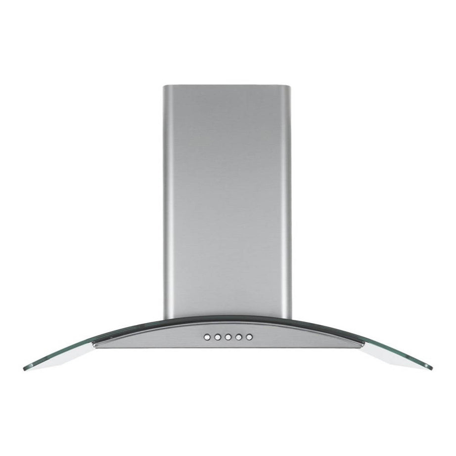 Kitchen Cooker Hood Curved Glass Stainless Steel Extracts and Recirculates 600mm - Image 1