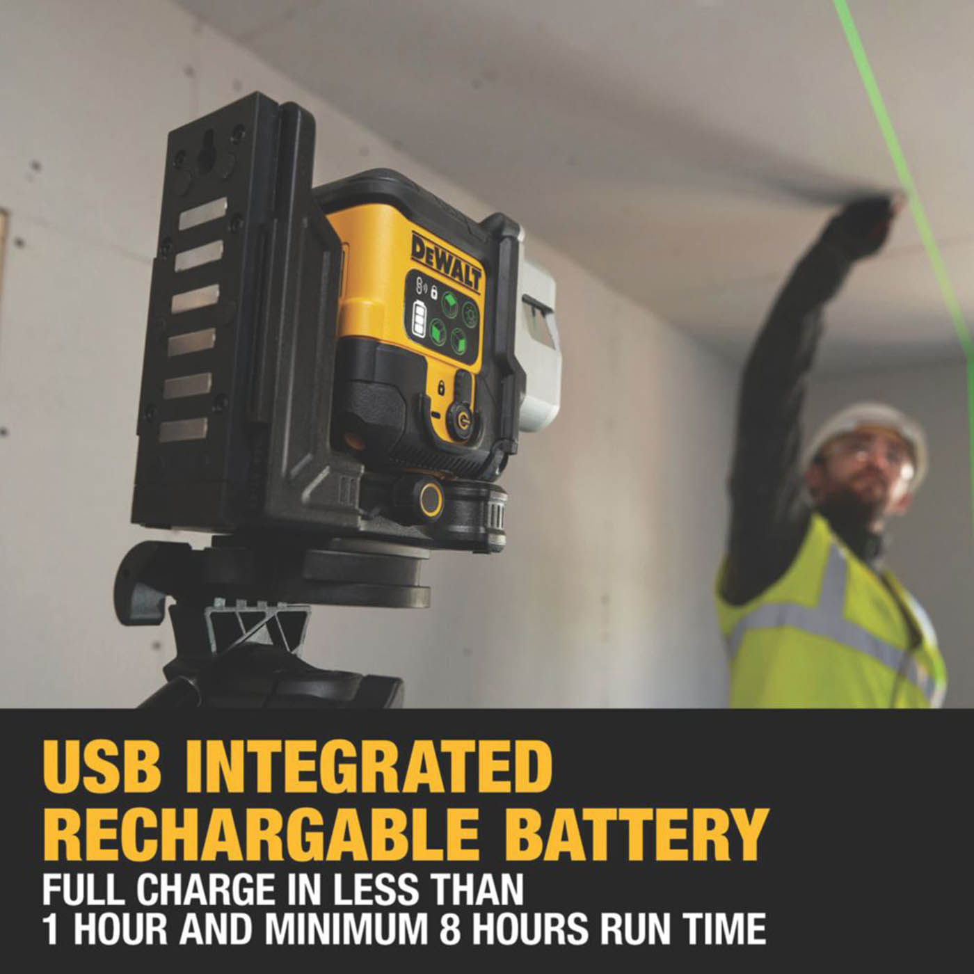 DEWALT Laser Level DCLE14301GB-XJ Green Self-Levelling Multi-Line Powered USB - Image 4