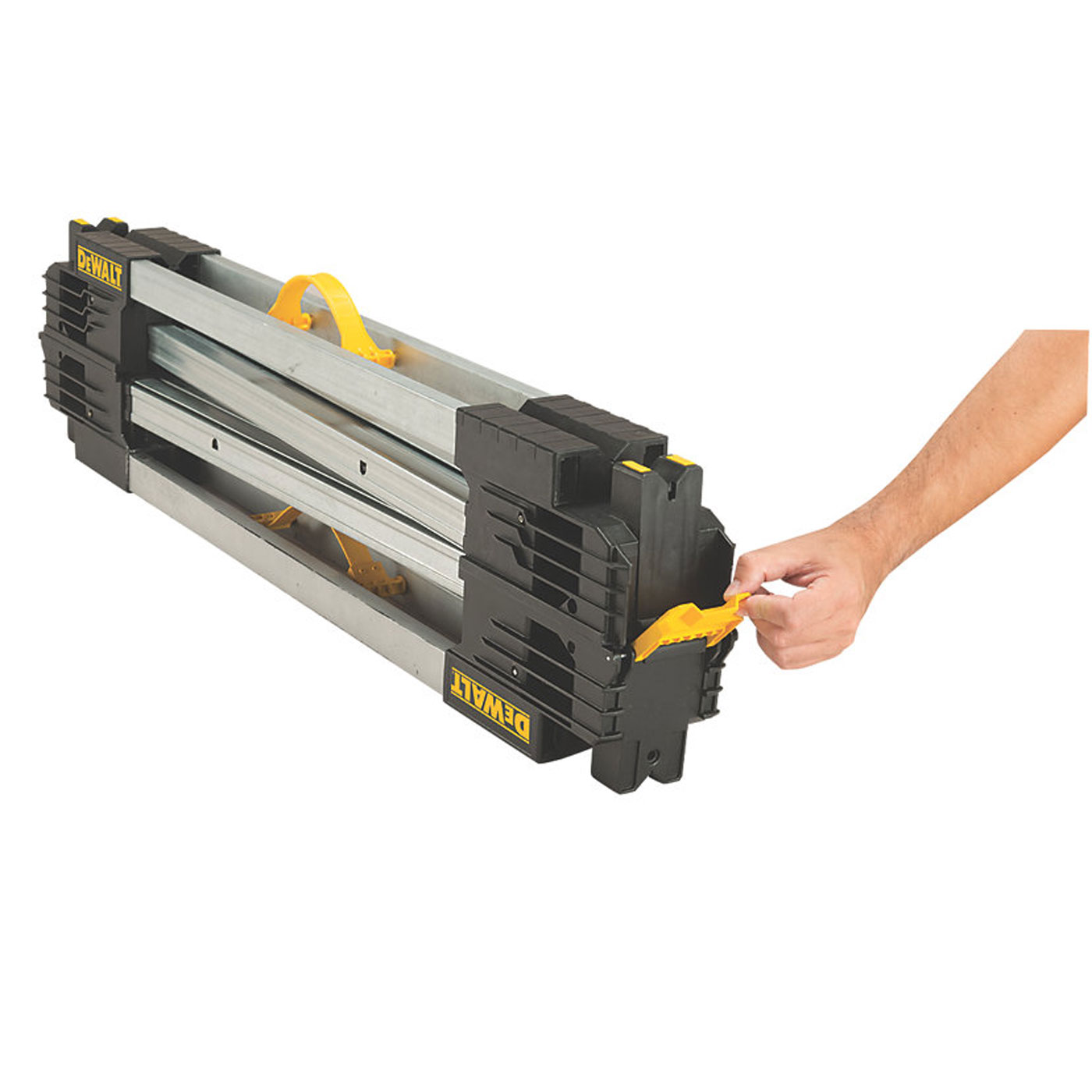 DeWalt Saw Horse 111cm Metal Heavy Duty Portable Sturdy 900kg Capacity Twin Pack - Image 6