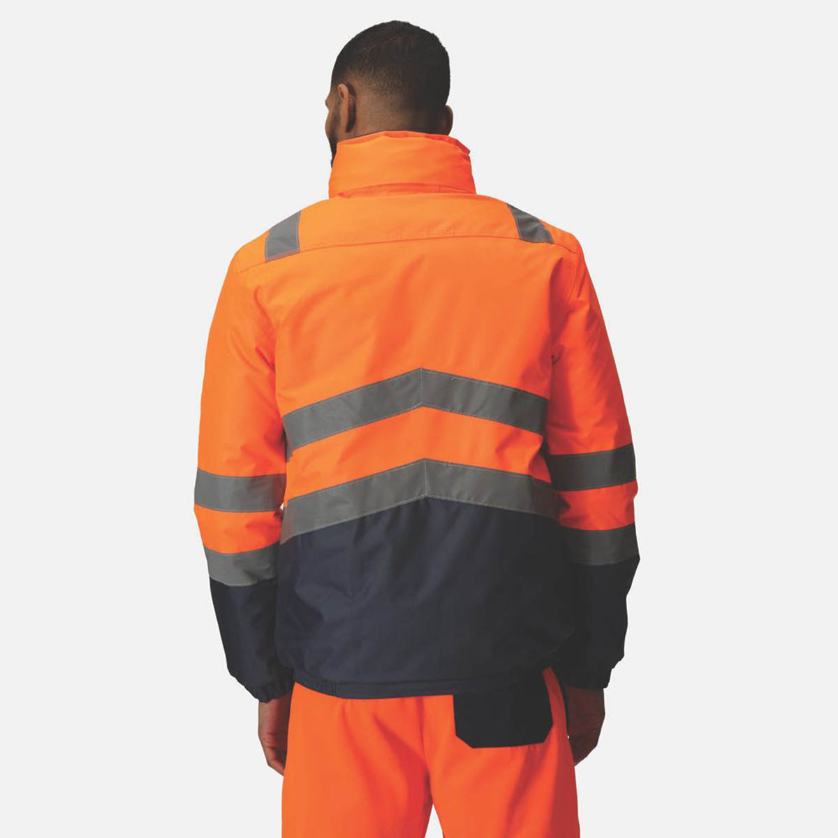 Regatta Bomber Jacket Hi Vis Orange Navy 45" Chest Windproof Waterproof Medium - Image 4