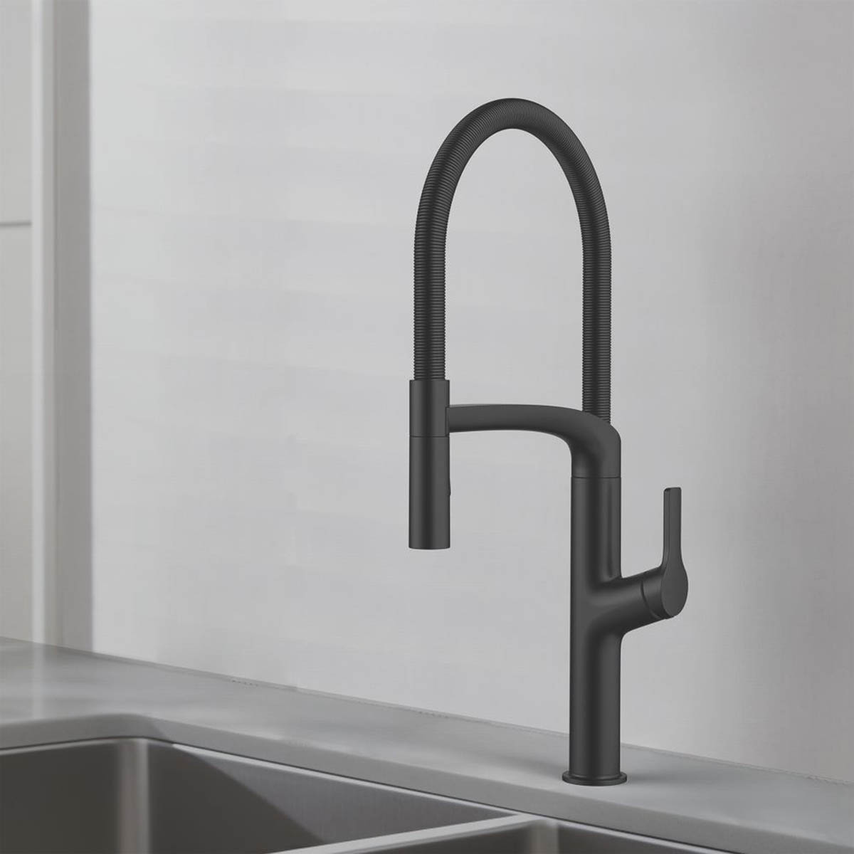 Swirl Kitchen Sink Tap Mixer Pull Out Matt Black Single Lever Zinc Modern Faucet - Image 2