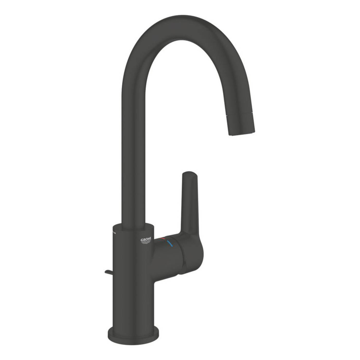 Grohe Basin Mixer Tap Mono Tall Matt Black Single Lever With Pop Up Waste 311mm - Image 1