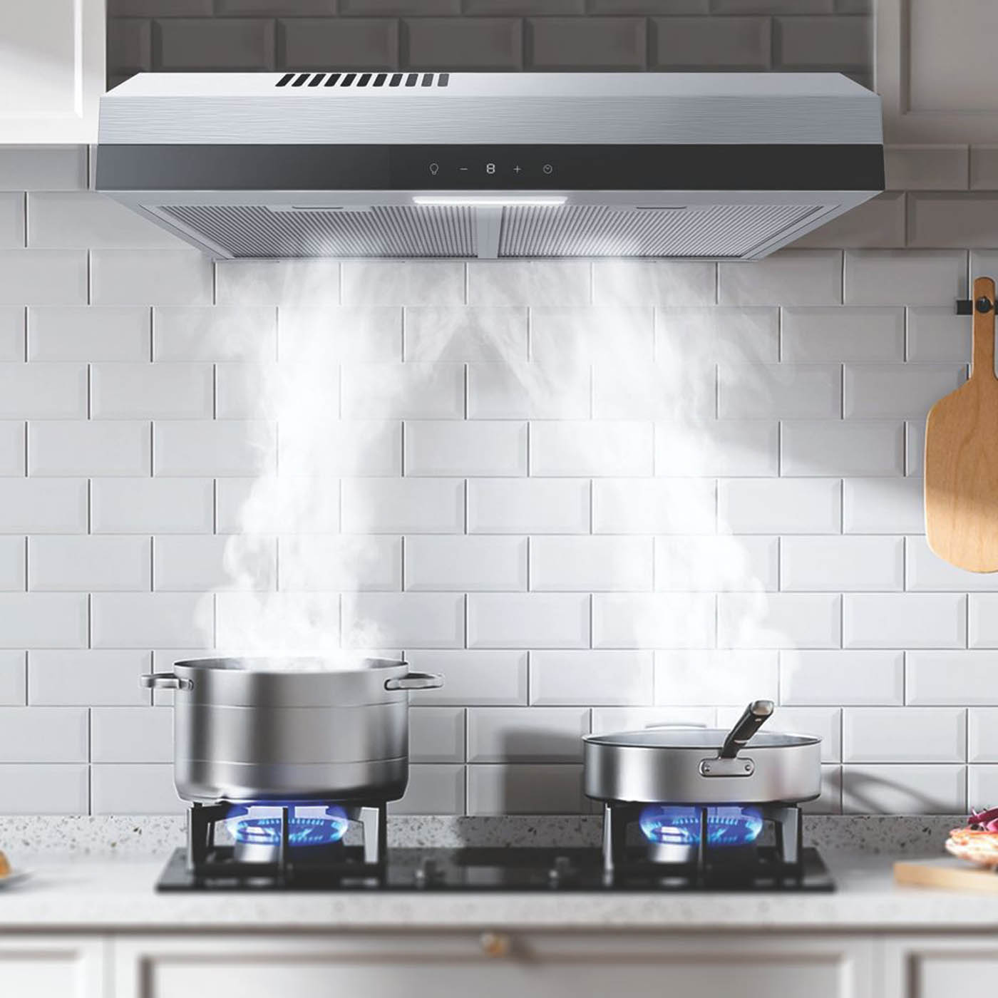 Cooke And Lewis Cooker Hood 59.8cm Grey Kitchen Extractor Fan 3 Speeds Timer - Image 5