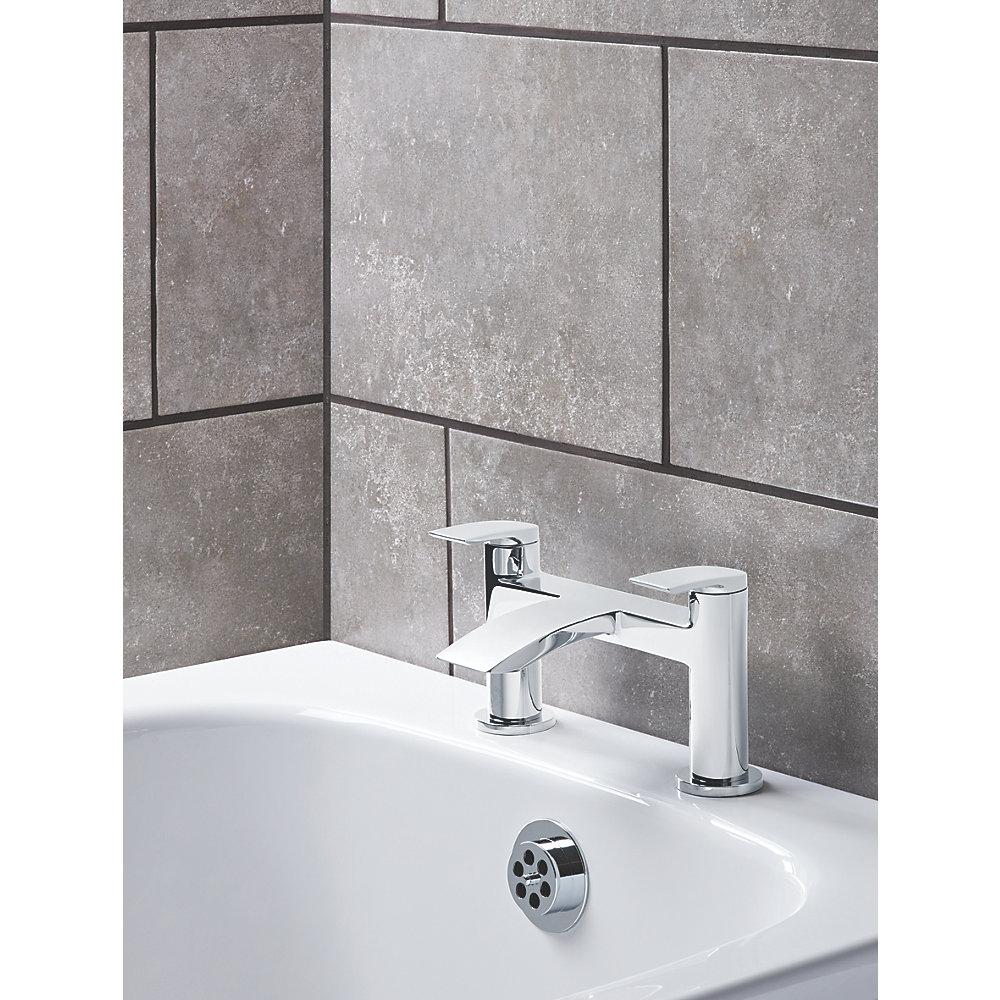 Bath Filler Tap Mixer Chrome Double Lever Brass Bathroom Contemporary Faucet - Image 2
