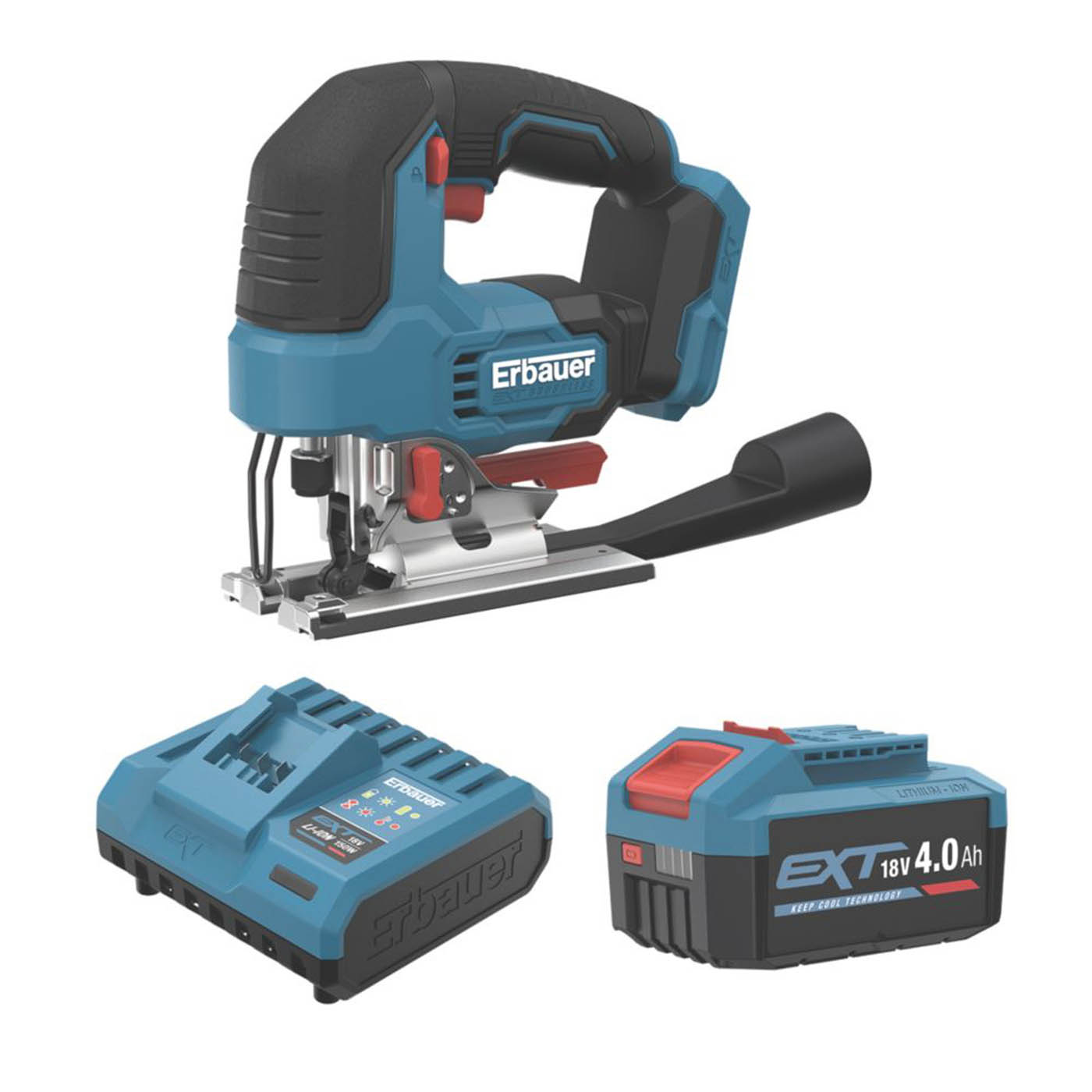 Erbauer Jigsaw LED Cordless ERI1087JSW Brushless 18V 1 x 4.0Ah Li-Ion EXT - Image 1