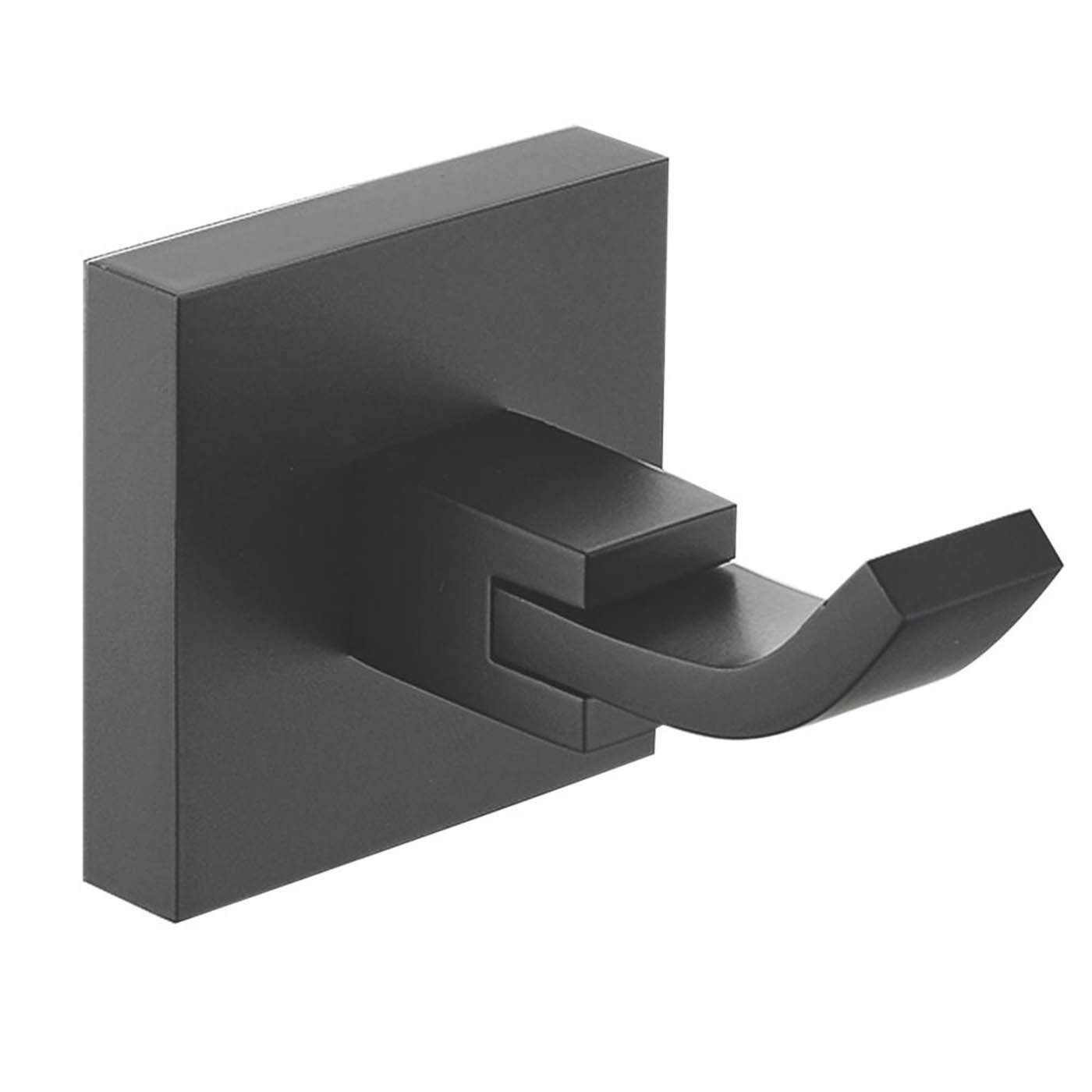 Bristan Robe Hook Single Square Matt Black Brass Bathroom Cloakroom Modern - Image 1