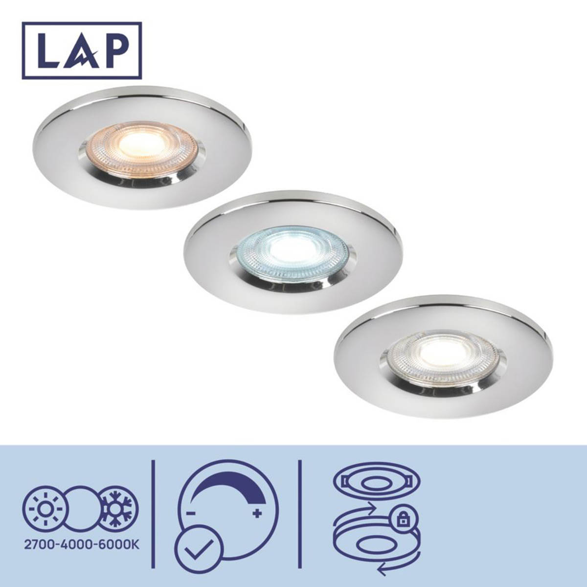 LAP Downlight Integrated LED Variable White Polished Chrome Dimmable 10 Pack - Image 3