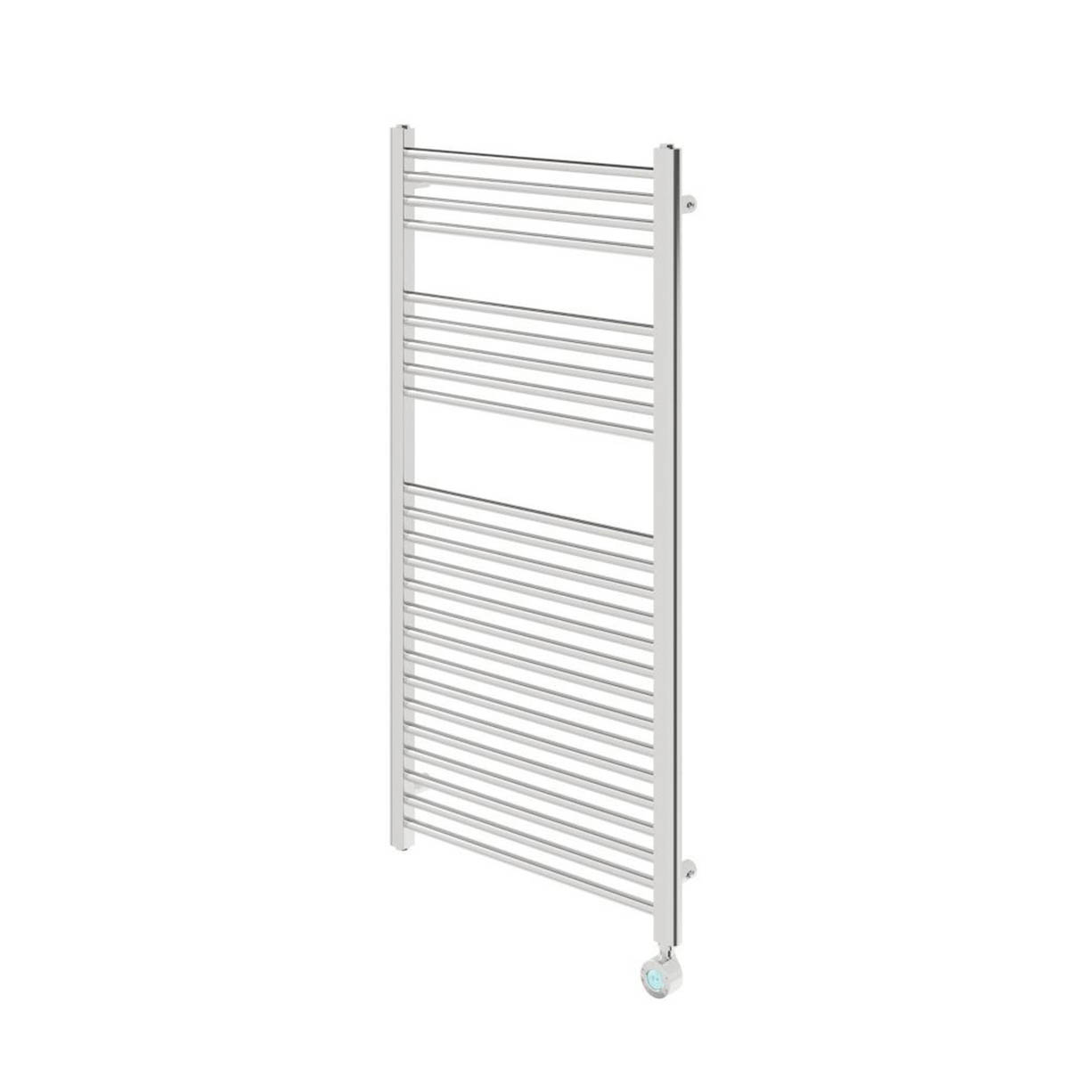 Flomasta Towel Radiator Electric Flat Chrome Programmable 1200mm x 600mm 1364BTU - Image 1