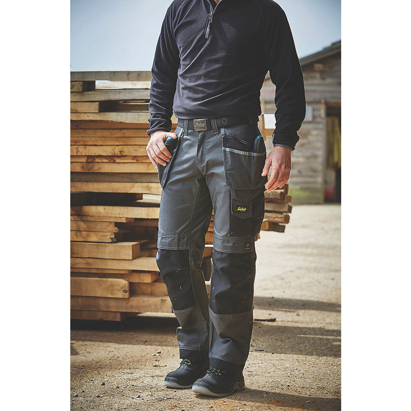 Snickers Work Trousers Mens Twisted Leg Grey Black Multi Pockets Cargo 36W 32L - Image 2