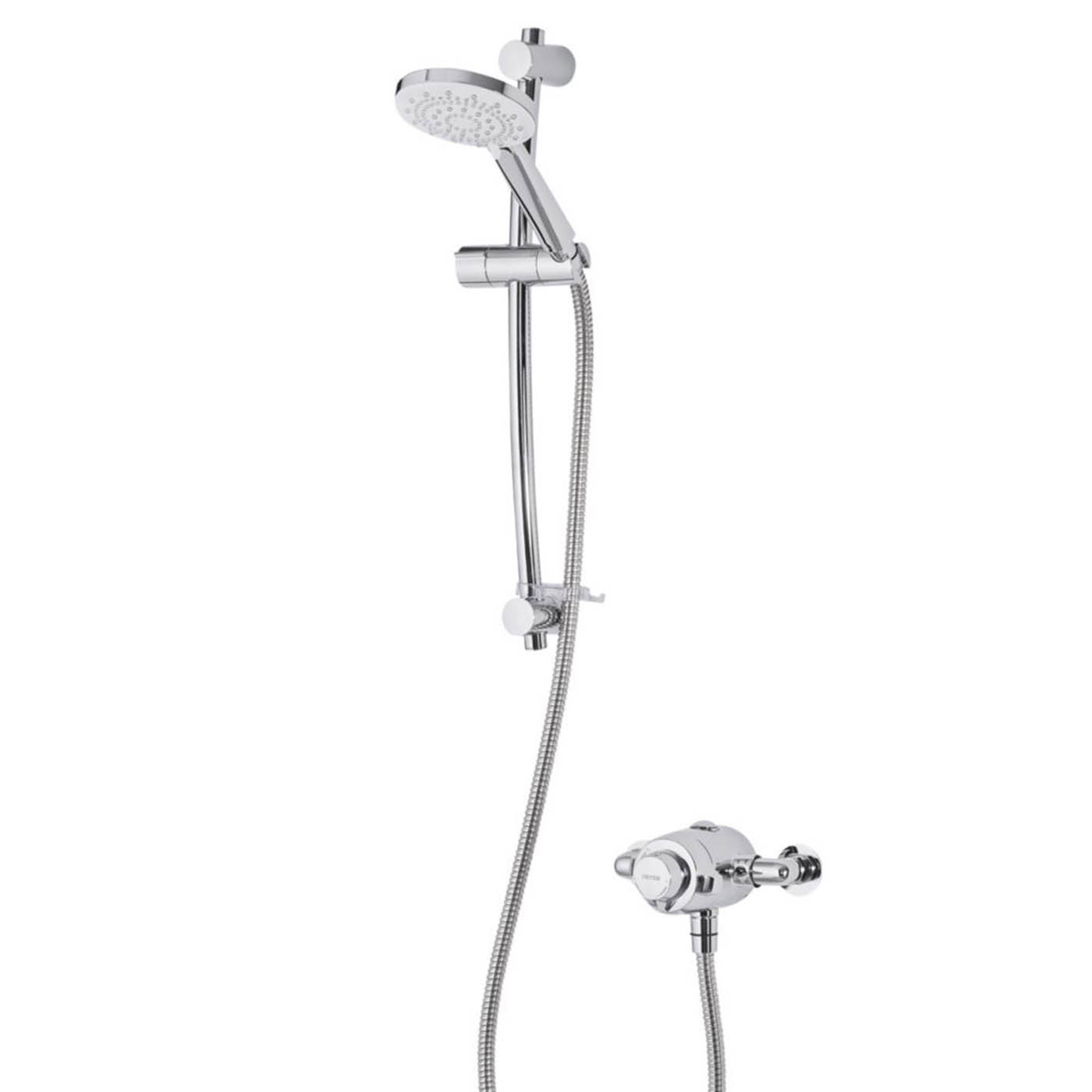 Triton Thermostatic Mixer Shower Concentric 5 Spray Patterns Silver Round Modern - Image 1