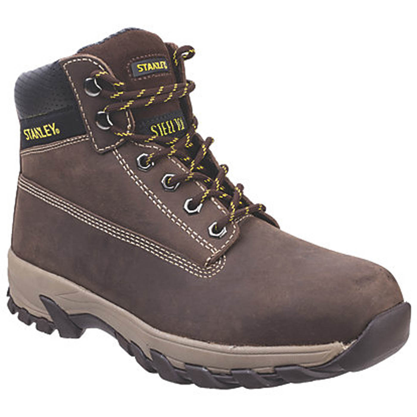 Stanley Safety Boots Mens Standard Fit Brown Leather Work Shoes Steel Toe Size 9 - Image 1