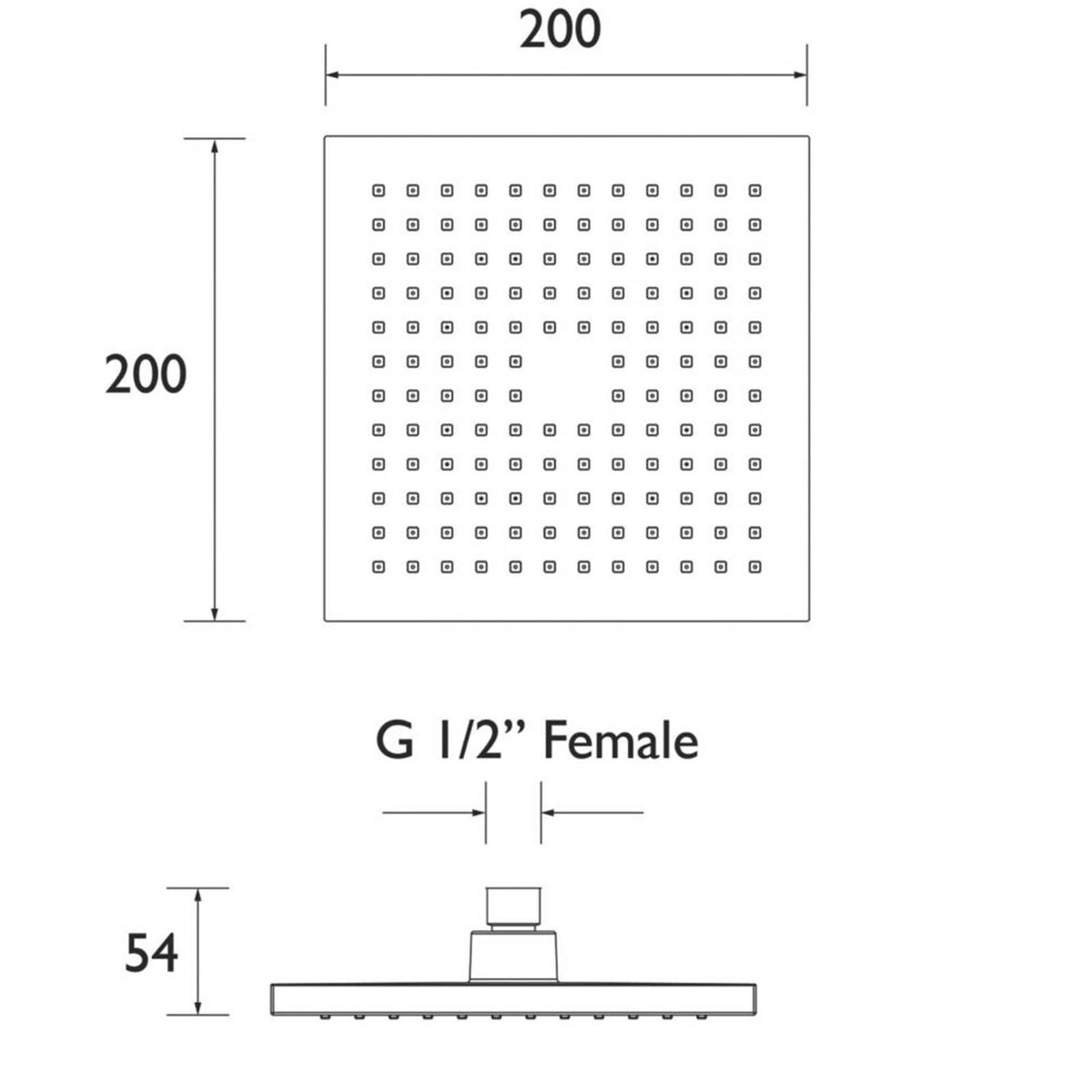 Bristan Shower Head Chrome Square Fixed 200mm Single Spray Pattern Bathroom - Image 3