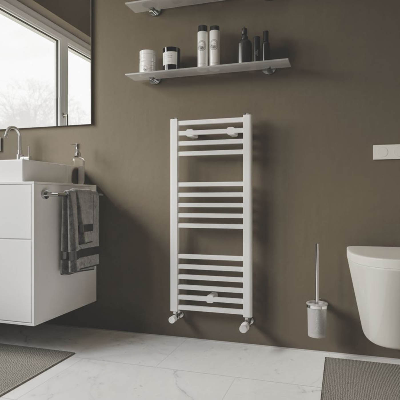 Ximax Designer Towel Radiator White Flat Bathroom Modern 922mm x 400mm 1014BTU - Image 2