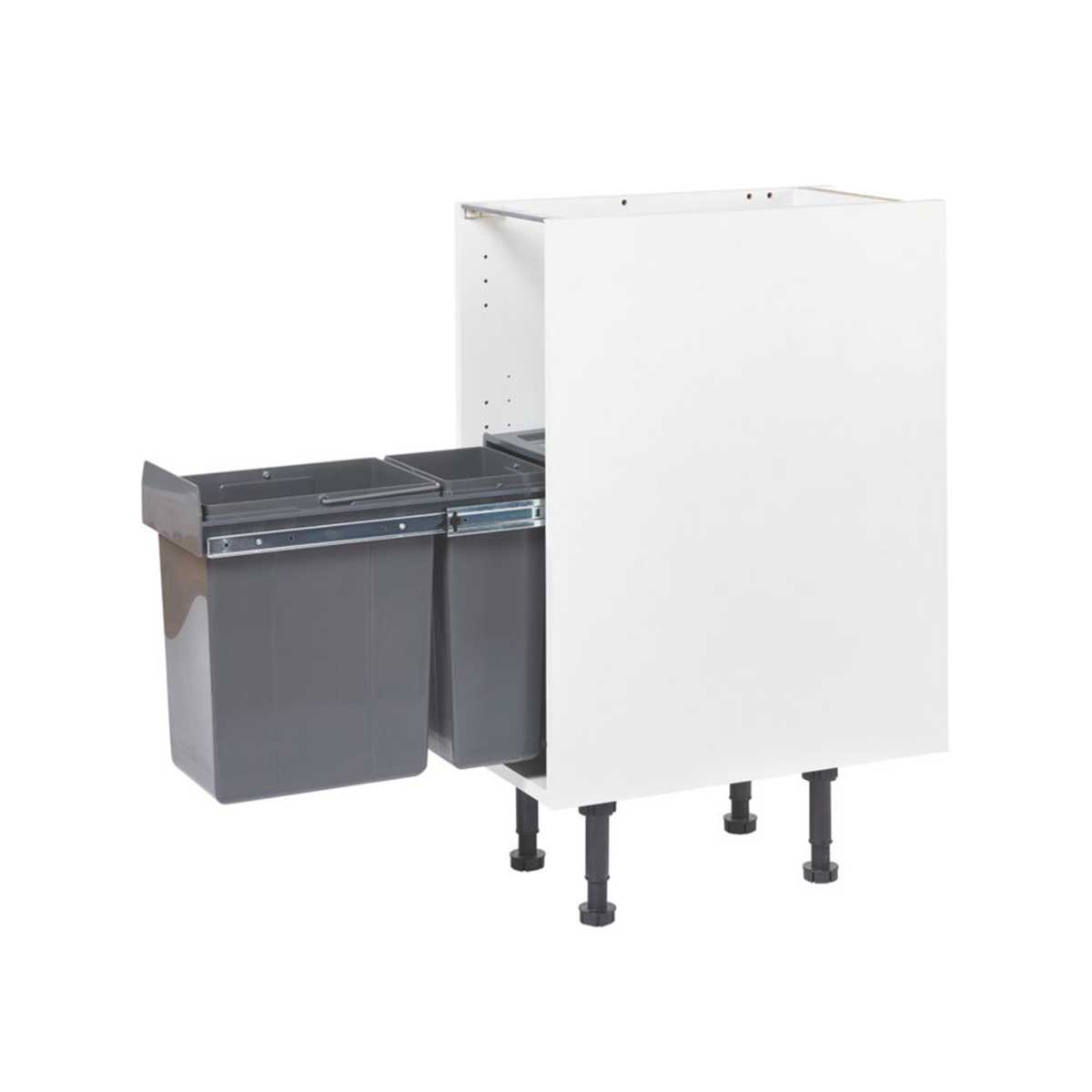 Pull-Out Kitchen Waste Bin Double Soft Close Anthracite Handles For Base 26Ltr - Image 4