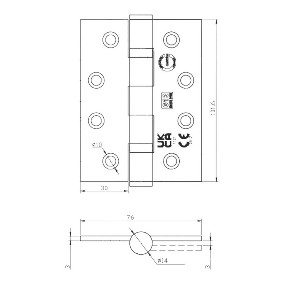 Smith & Locke Door Hinges Fire Rated Stainless Steel 13 Grade 102 x 76mm 15 Pack - Image 5