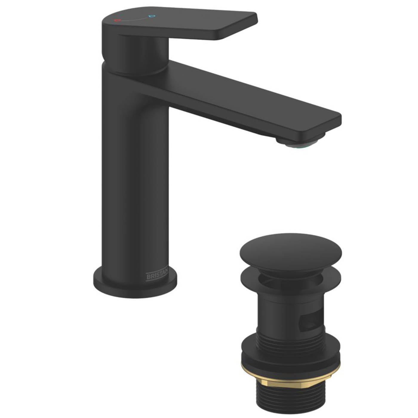 Bristan Bathroom Sink Tap Frammento Single Lever Mono Basin Mixer Black 170mm - Image 1