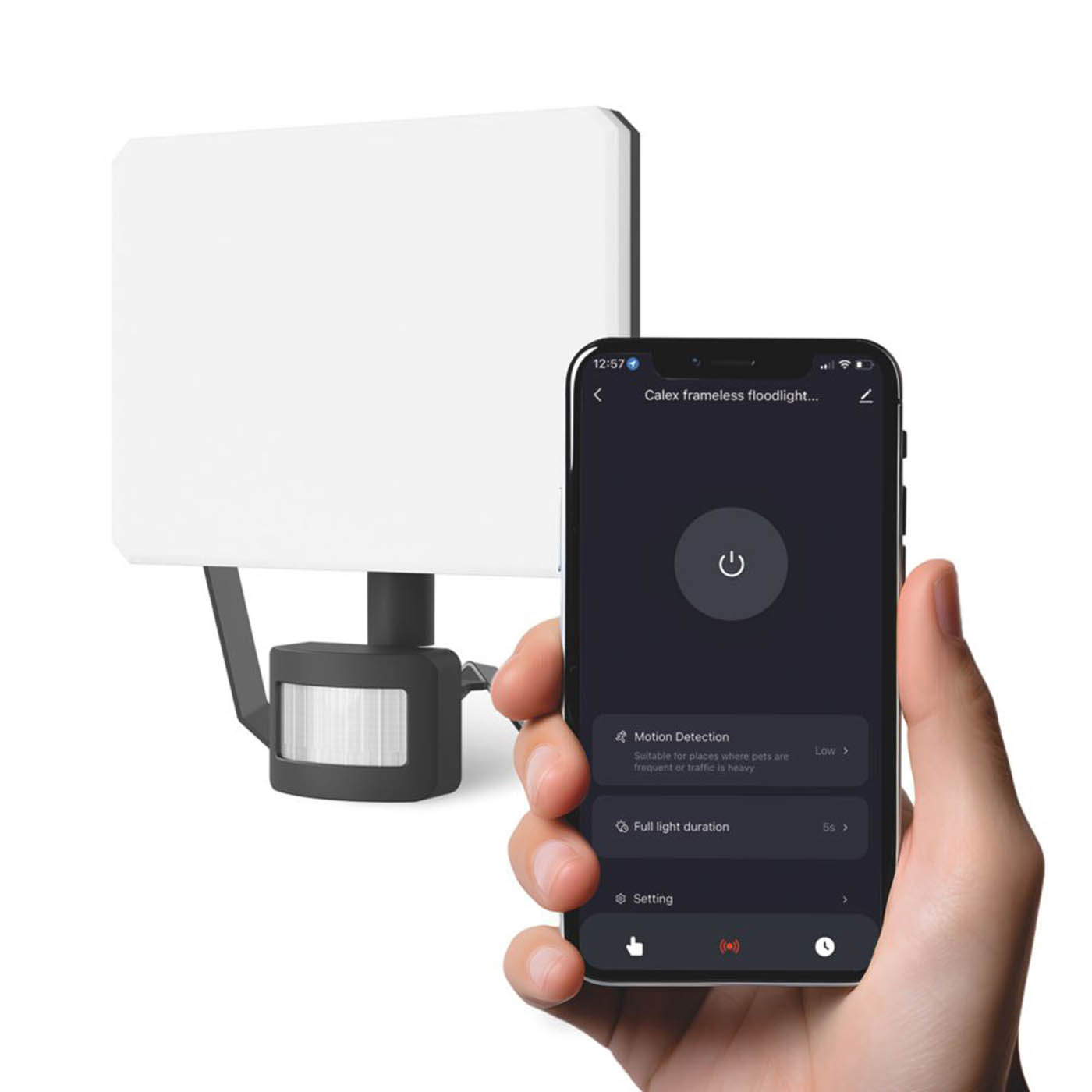 Calex Outdoor Floodlight LED Smart Frameless Black PIR Sensor Tilting 24W - Image 3