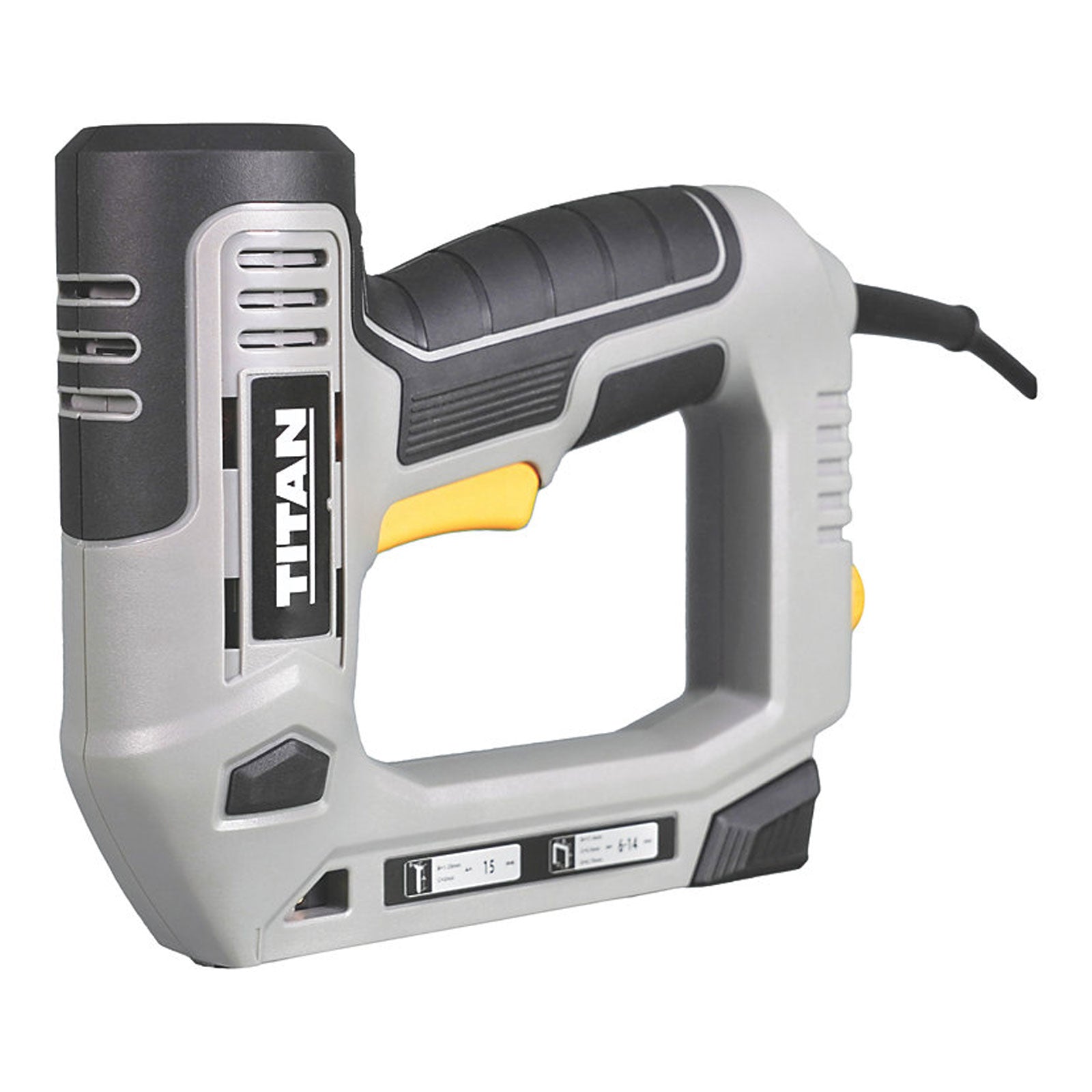 Titan Nail Gun Stapler Electric TTB968NST Second Fix 15mm Compact Soft Grip 240V - Image 1