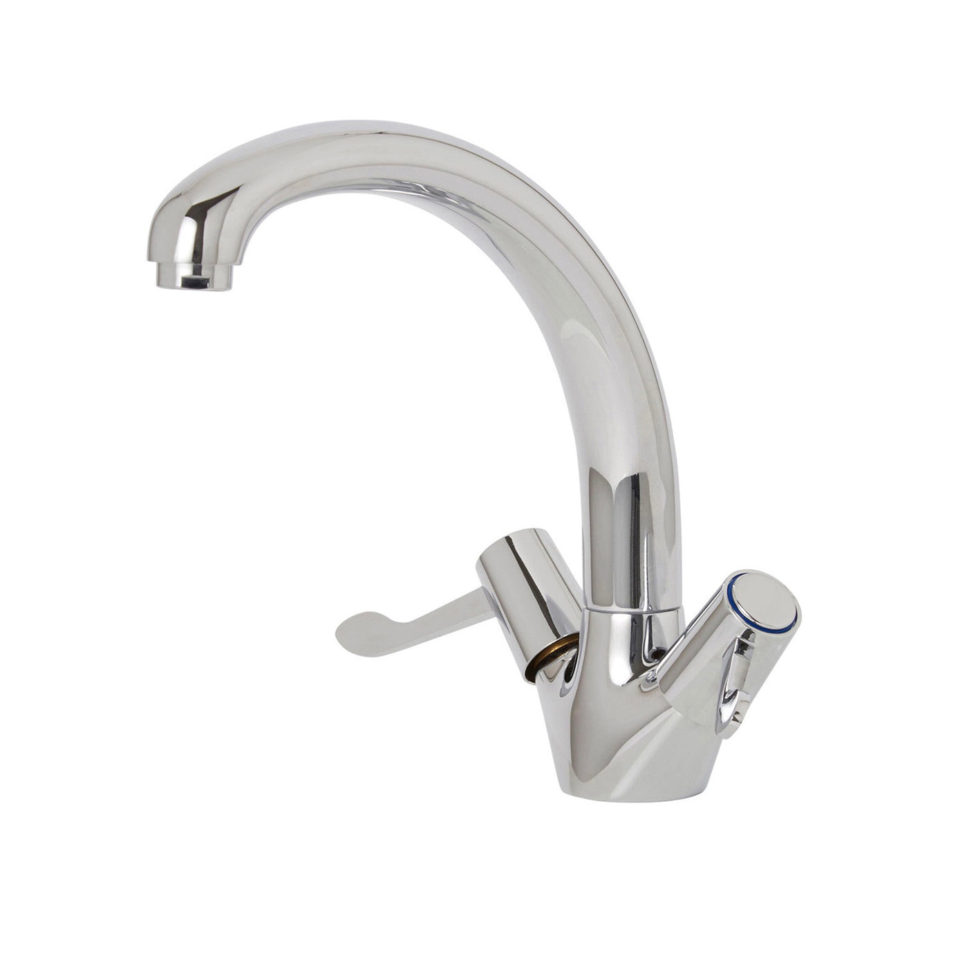 Kitchen Sink Tap Monobloc Mixer Chrome Double Lever 1/4 Turn Brass Modern Faucet - Image 1