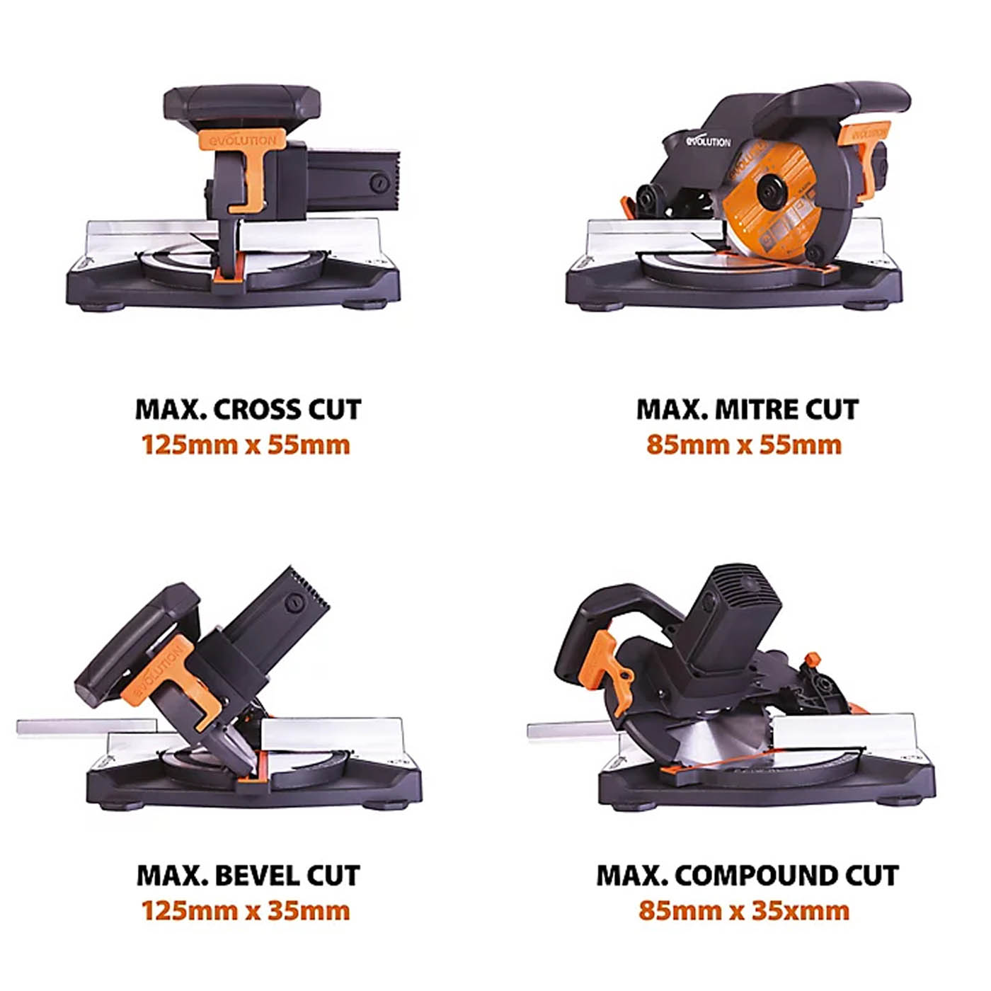 Evolution Mitre Saw 210mm Electric R210CMS Multipurpose Powerful 1200W 240V - Image 3