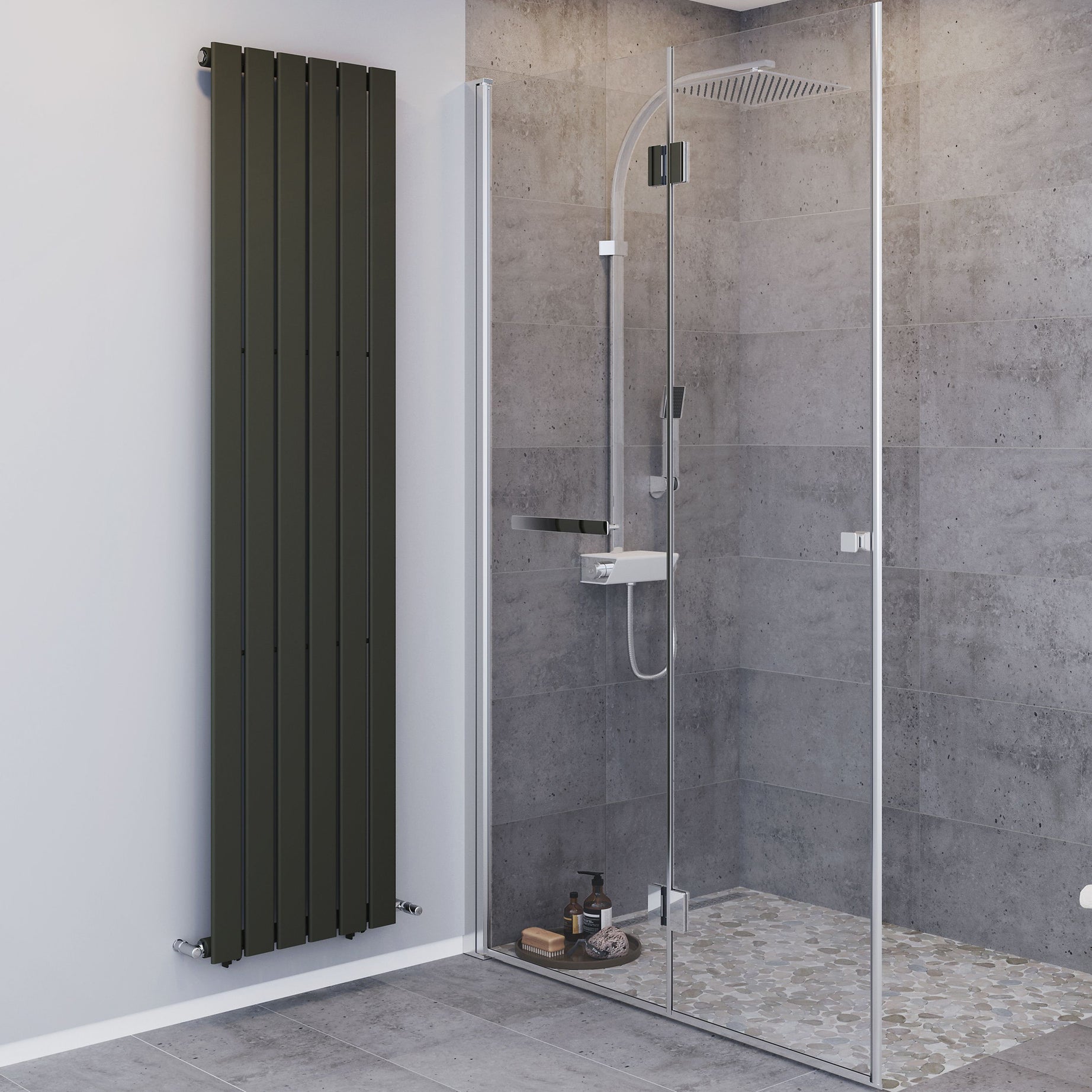 Blyss Designer Radiator Anthracite Steel Vertical Modern Flat Panel 180x45.2cm - Image 2