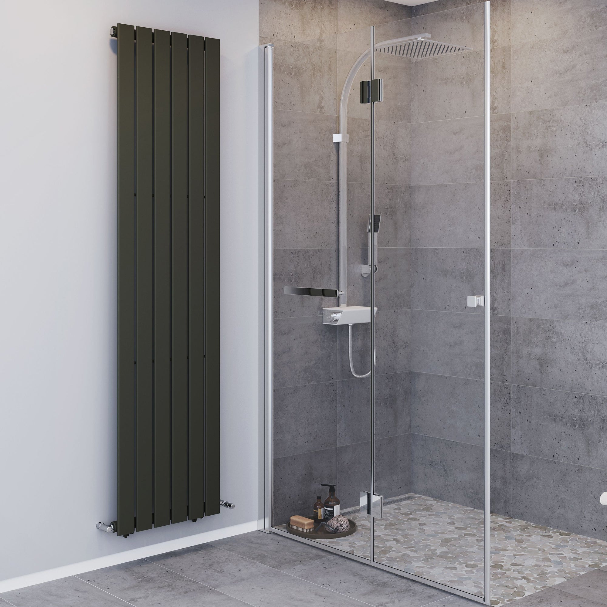 Blyss Designer Radiator Anthracite Steel Vertical Modern Flat Panel 180x45.2cm - Image 3