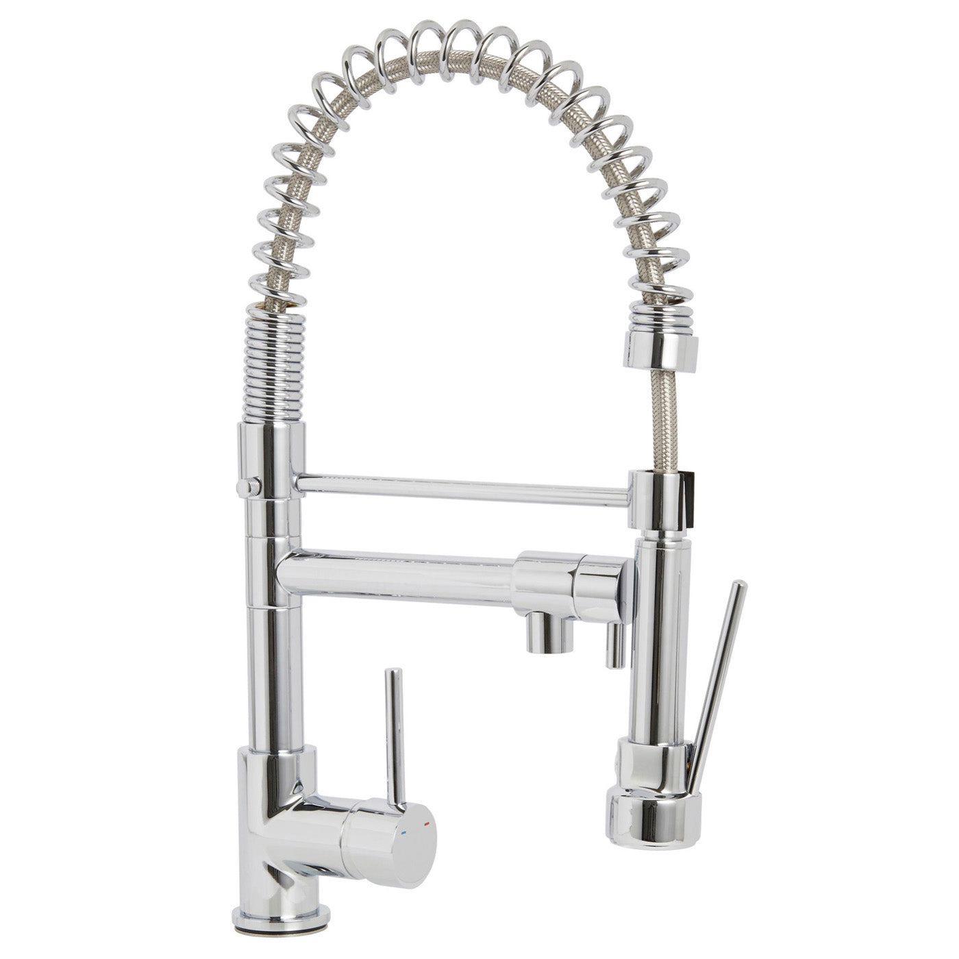 Kitchen Sink Tap Mixer Chrome Single Lever Pull Out Spring Neck Spout Faucet - Image 1