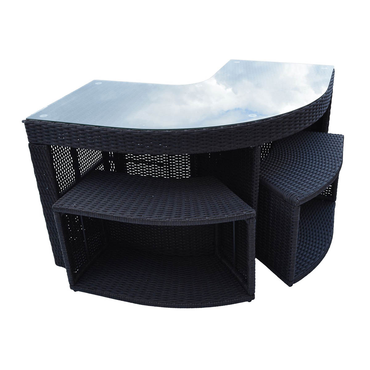 Canadian Spa Bar Table And Stool Set Corner Rattan Brown Outdoor - Image 1