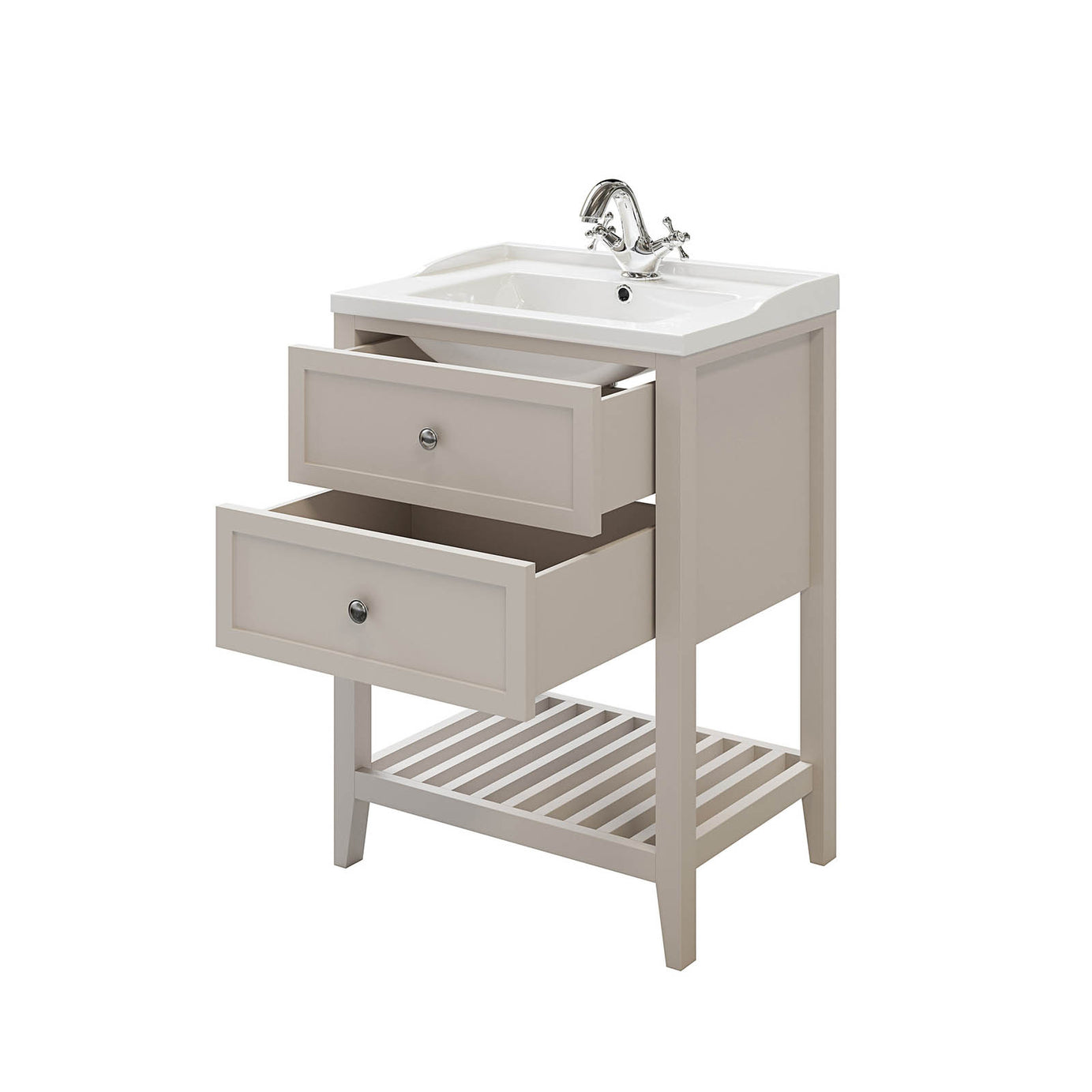 Bathroom Vanity Unit Perma Satin Grey Freestanding Storage Cabinet Furniture - Image 6