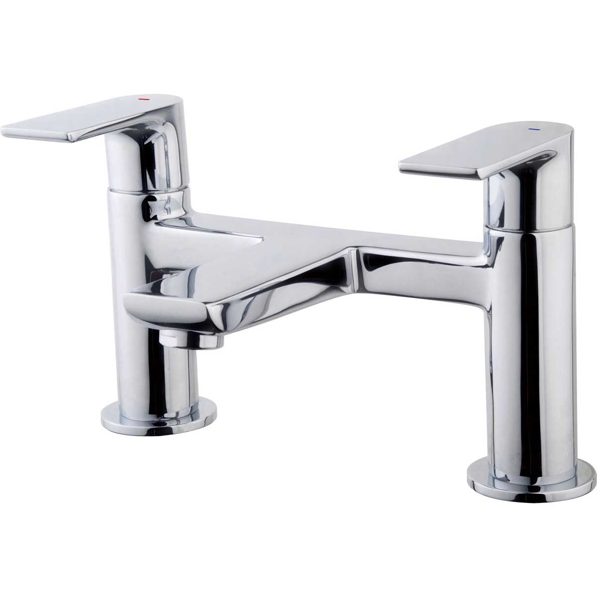 Bath Filler Tap Mixer Chrome Bathroom Dual Lever Ceramic Cartridge Contemporary - Image 1
