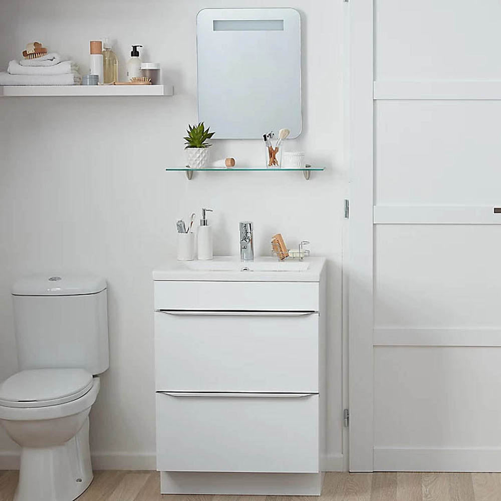 LED Bathroom Mirror Illuminated Cool White Rectangular Demister Pad 50x40cm - Image 2