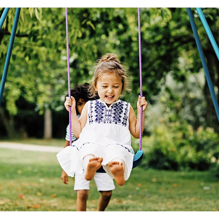 Plum Garden Kids Swing Single Metal Teal Purple Classic Outdoor Adjustable - Image 4