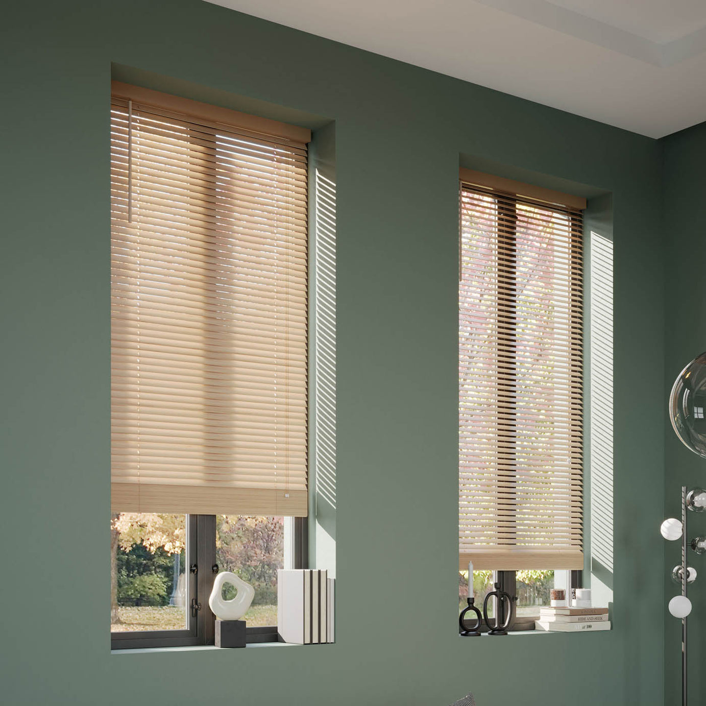 Venetian Window Blind Wooden Natural Oak Effect Living Room Office 120x180cm - Image 2