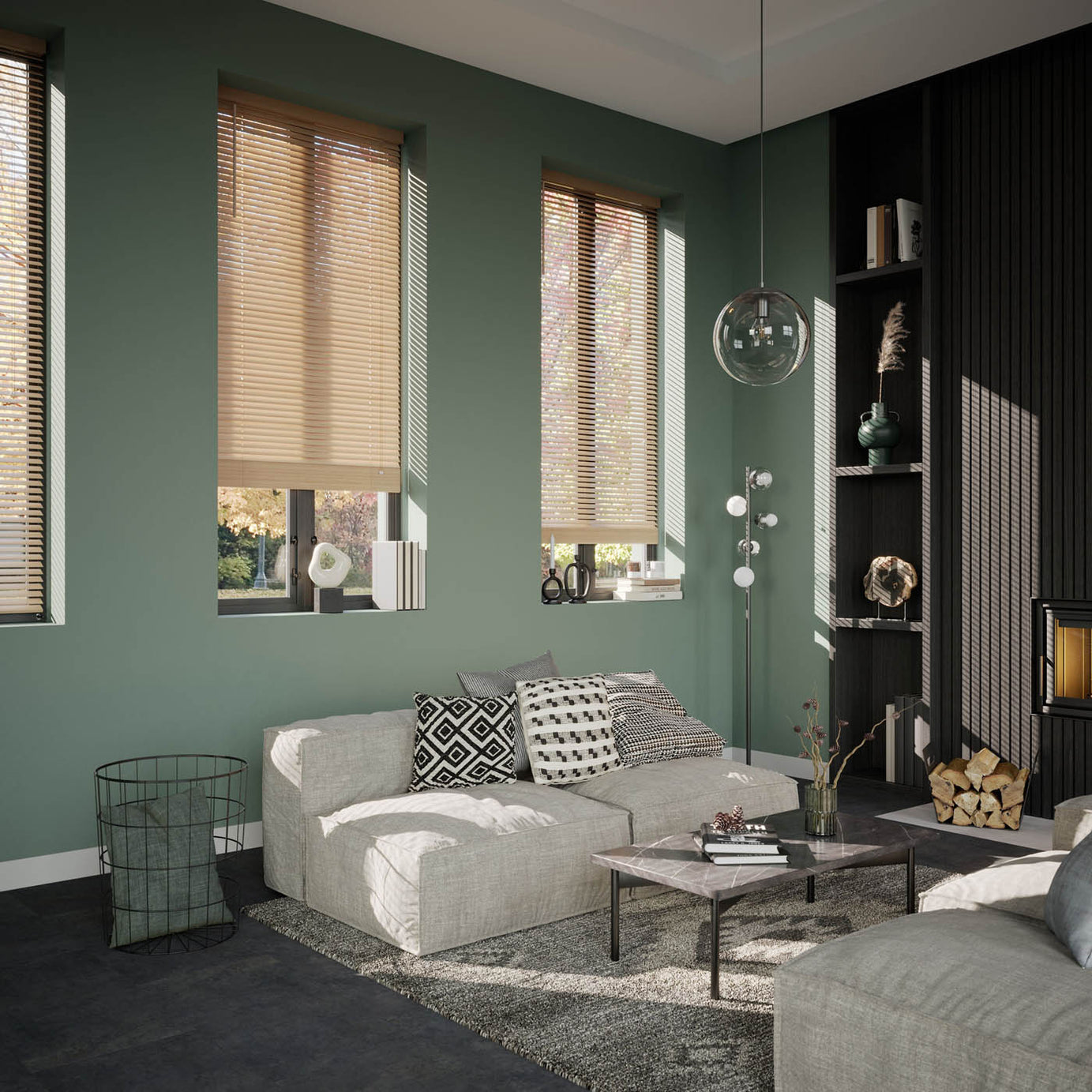 Venetian Window Blind Wooden Natural Oak Effect Living Room Office 120x180cm - Image 3