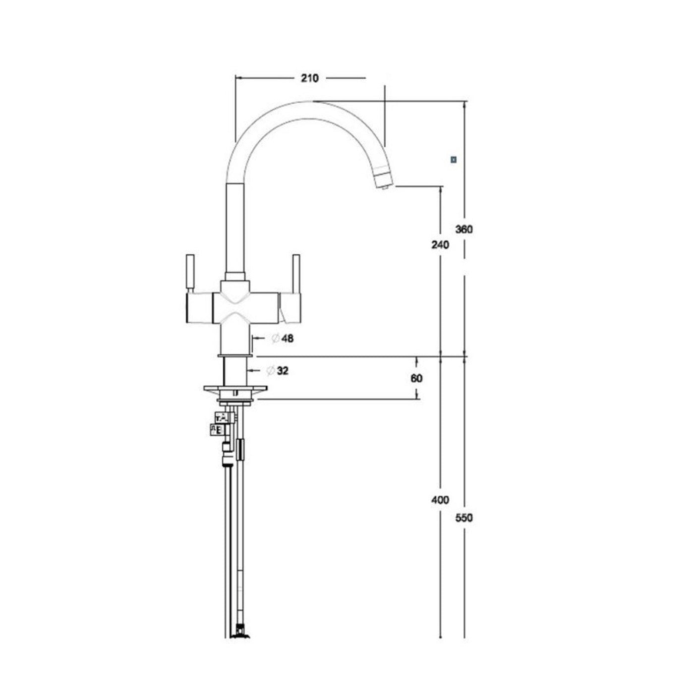 InSinkErator Instant Boiling Hot Water Kitchen Tap Dual Lever Chrome Tap Only - Image 3