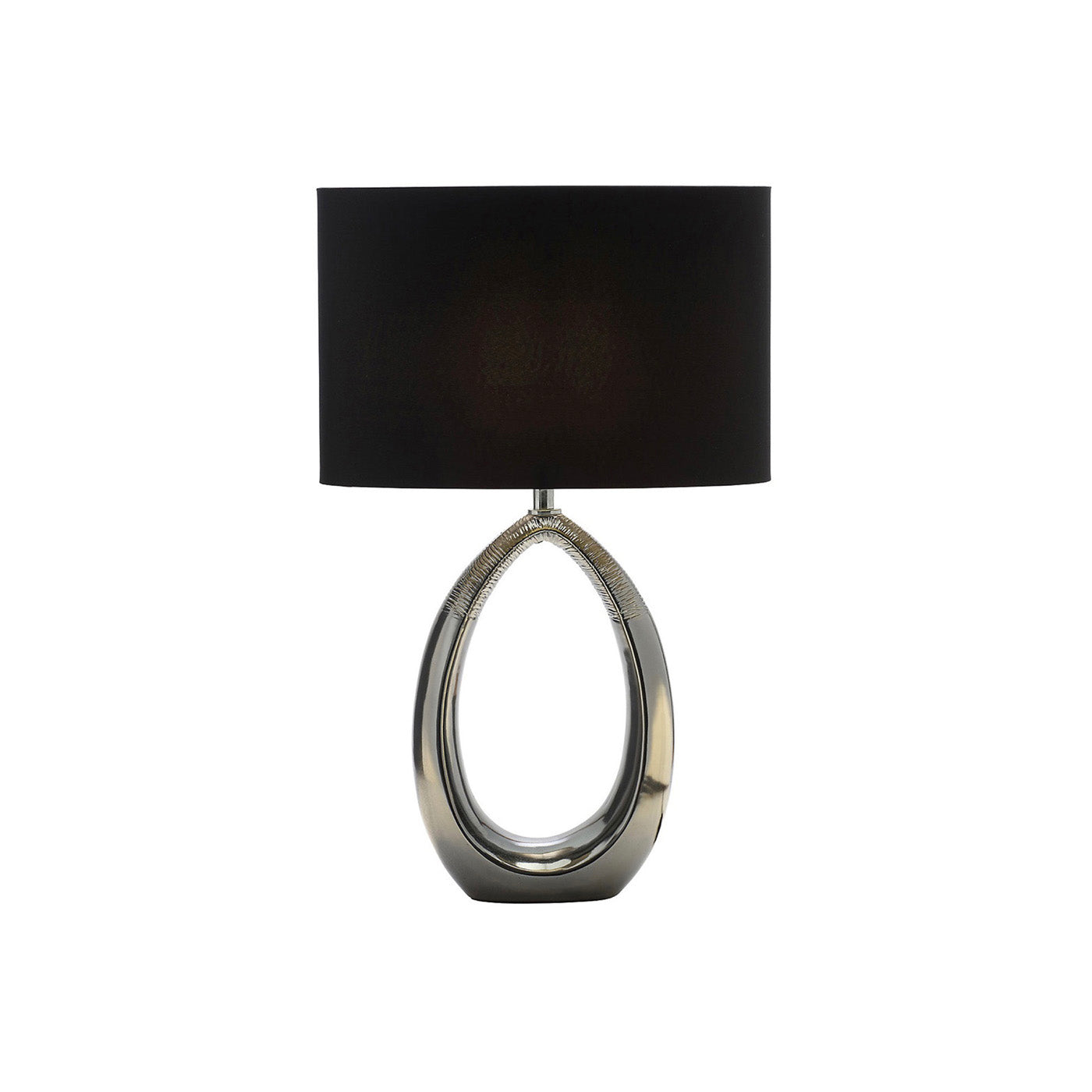 Ceramic Table Lamp Black Shade Drum Bedside Living Room Light - Image 5