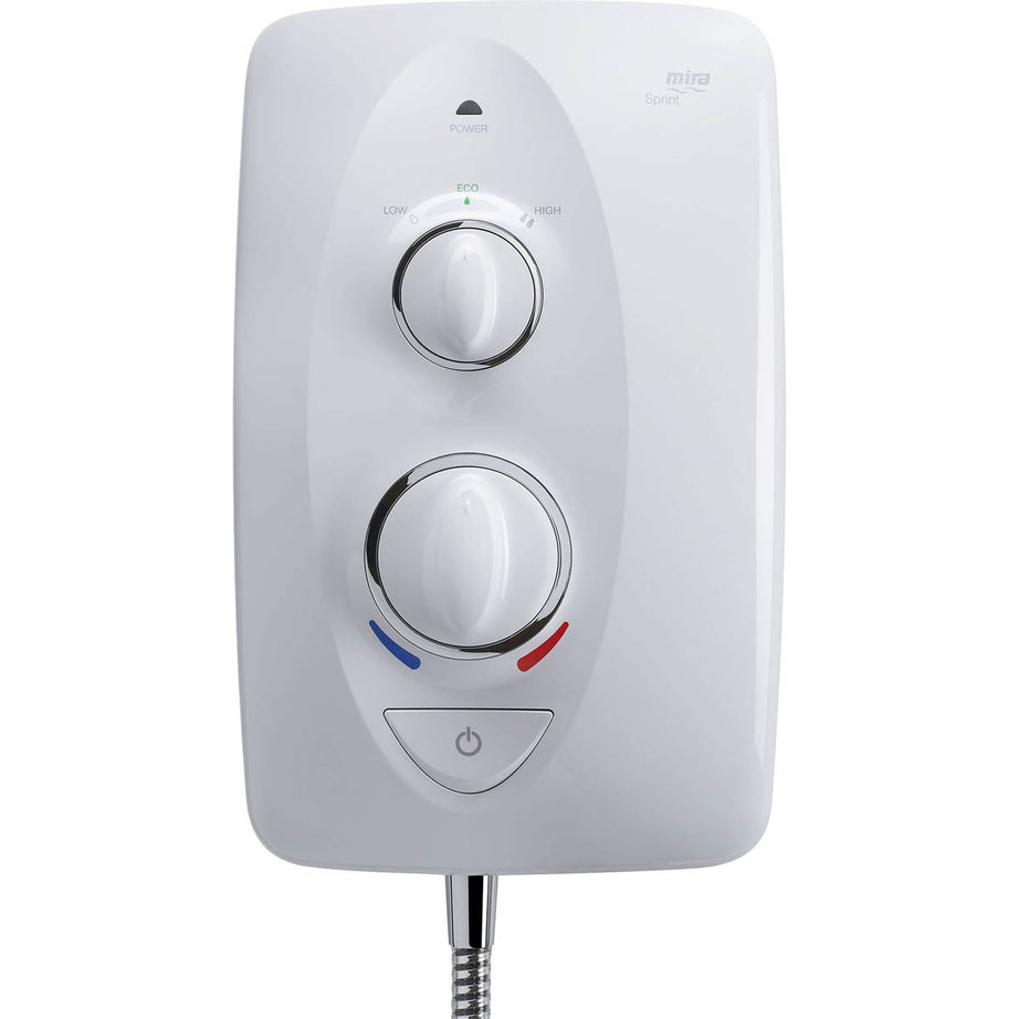 Mira Electric Shower 10.8kW White 4 Spray Pattern Round Head Riser Rail Bathroom - Image 3