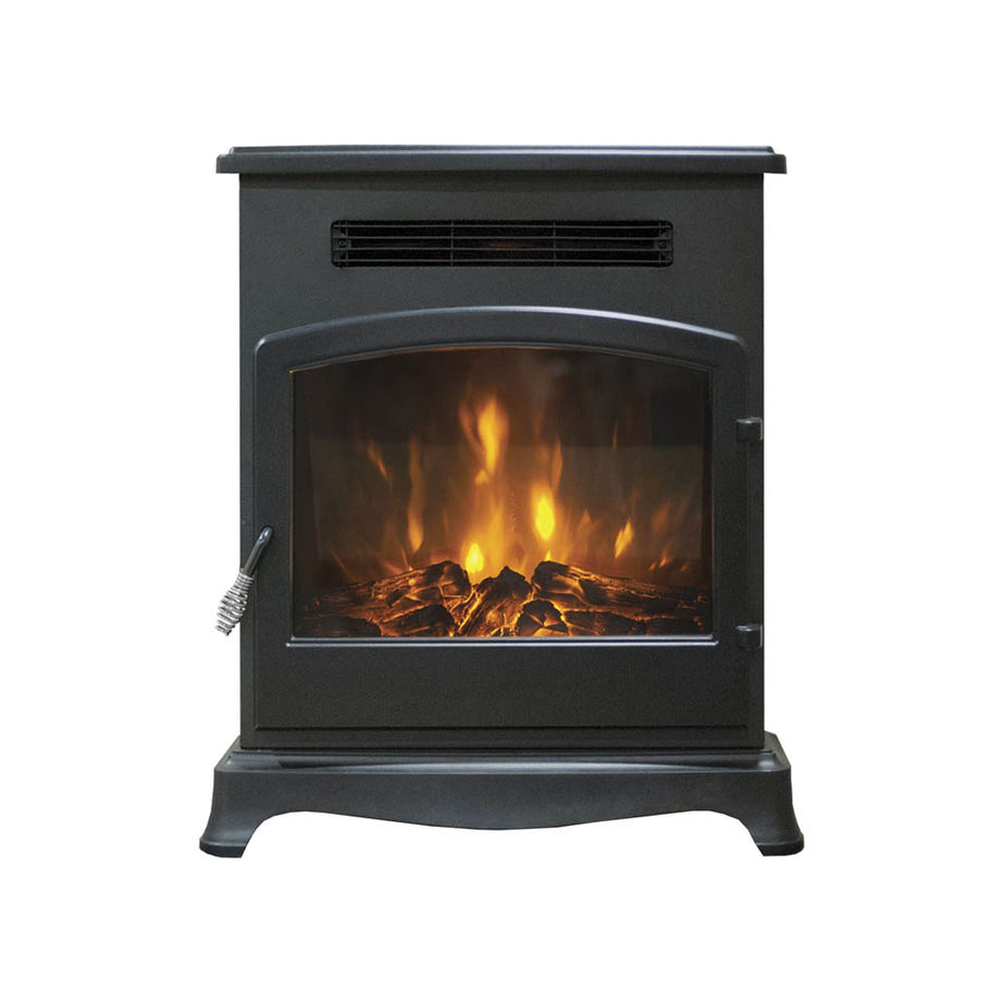 Be Modern Electric Stove LED Matt Black Thermostat Flame Effect Heater 2kW - Image 1