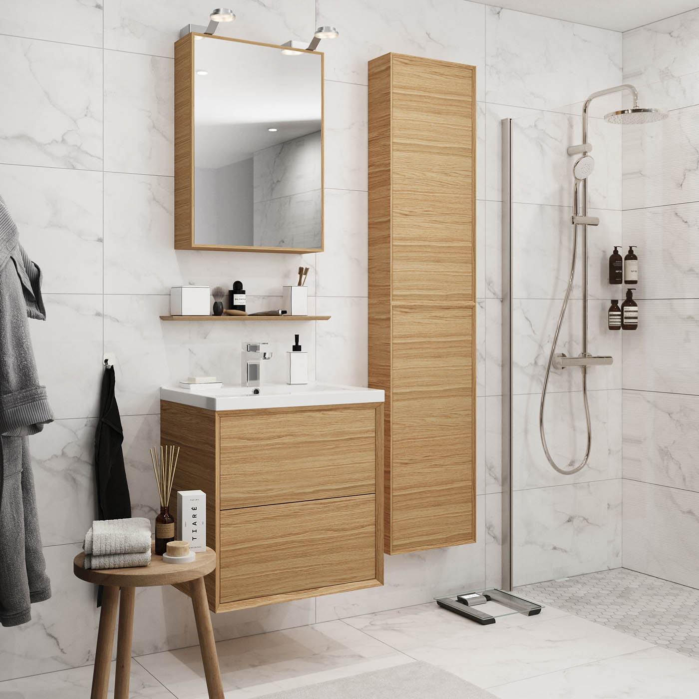 Avela Bathroom Vanity unit Wall-Mounted Matt Oak Effect Modern (H)600 (W)600mm - Image 4