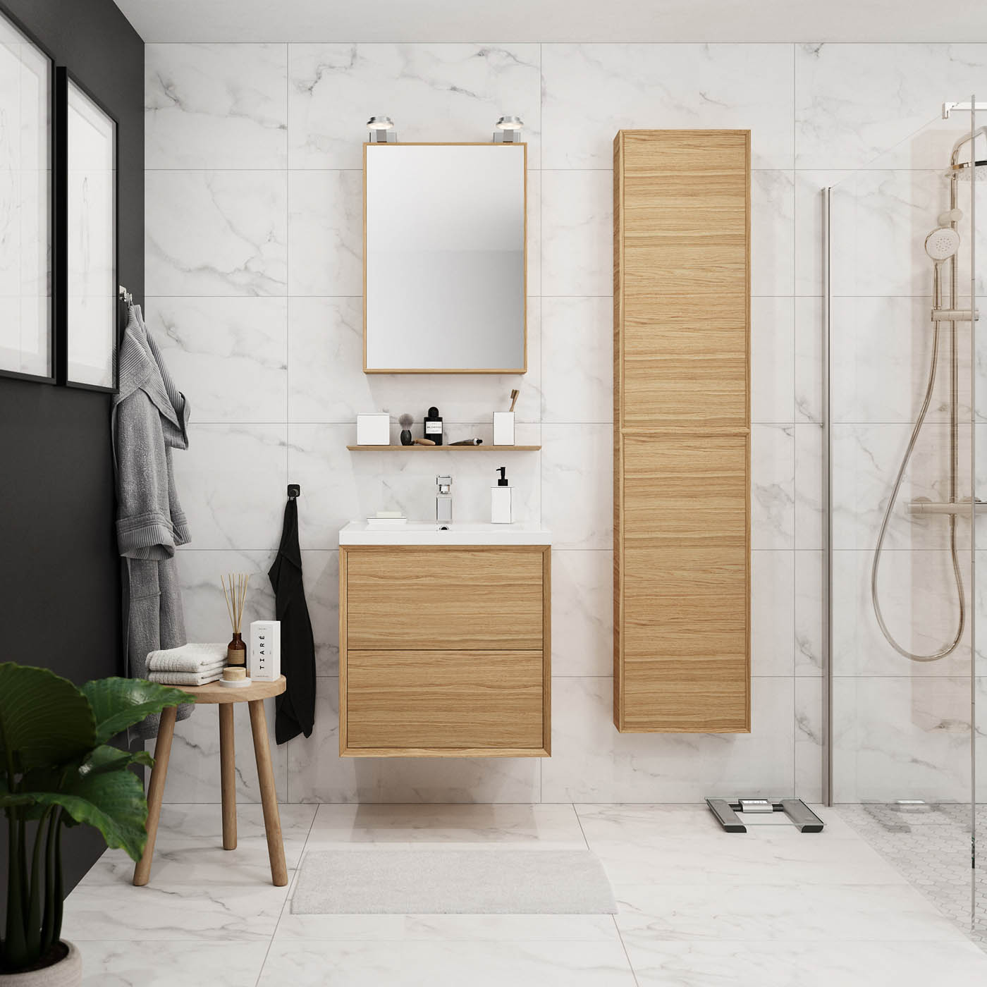 Avela Bathroom Vanity unit Wall-Mounted Matt Oak Effect Modern (H)600 (W)600mm - Image 5