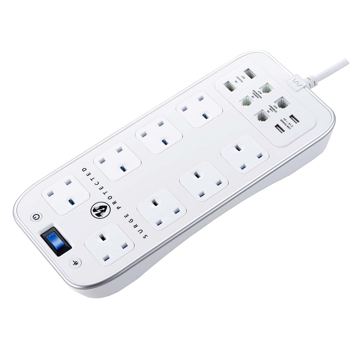 Masterplug 8 socket Extension Lead SRPTU82PW2-BD Power Indicator 2m White - Image 3