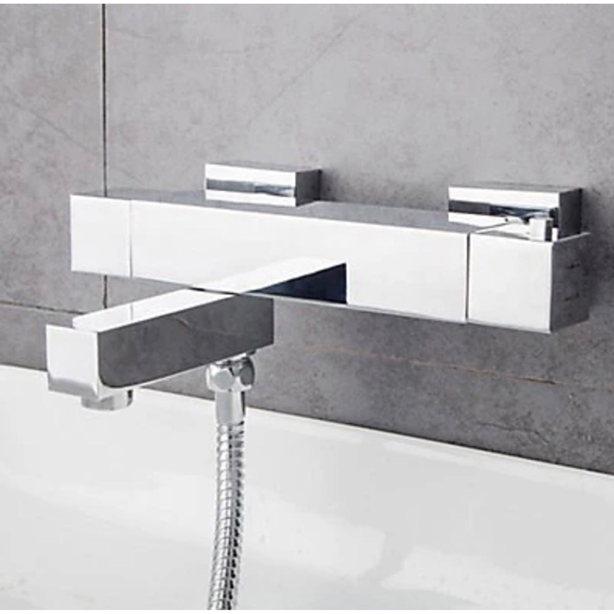 Bath Filler Tap Shower Mixer Chrome Double Lever Wall Mounted Modern Bathroom - Image 5