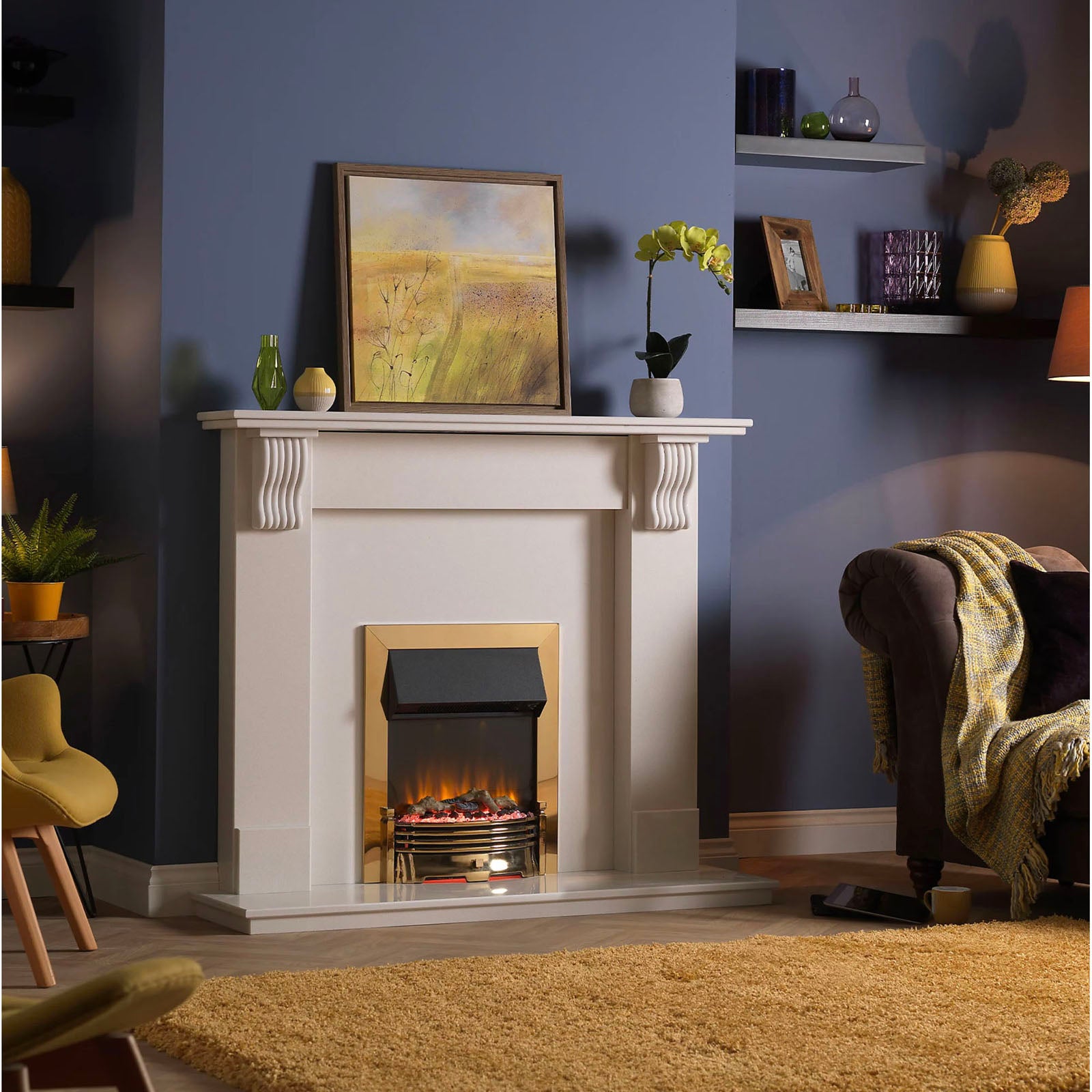 Dimplex Electric Fire Inset Thermostatic Brass Optiflame 2 Heat Settings 2kW - Image 2