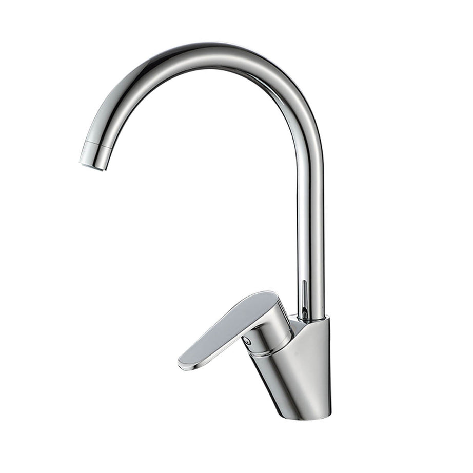 Kitchen Sink Tap Mixer Chrome Single Lever Swivel Spout Ceramic Cartridge Faucet - Image 1