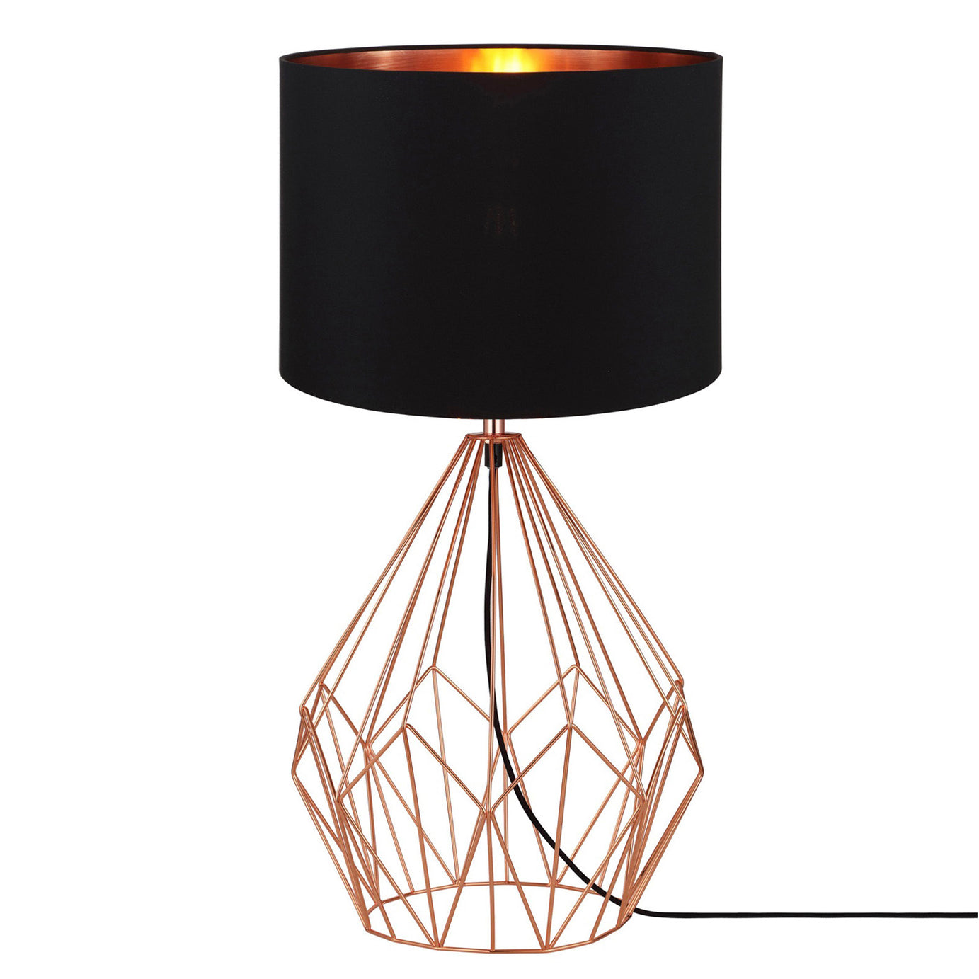 Table Lamp Modern Copper Effect Bedside Light Black Drum Shade For Any Room - Image 3