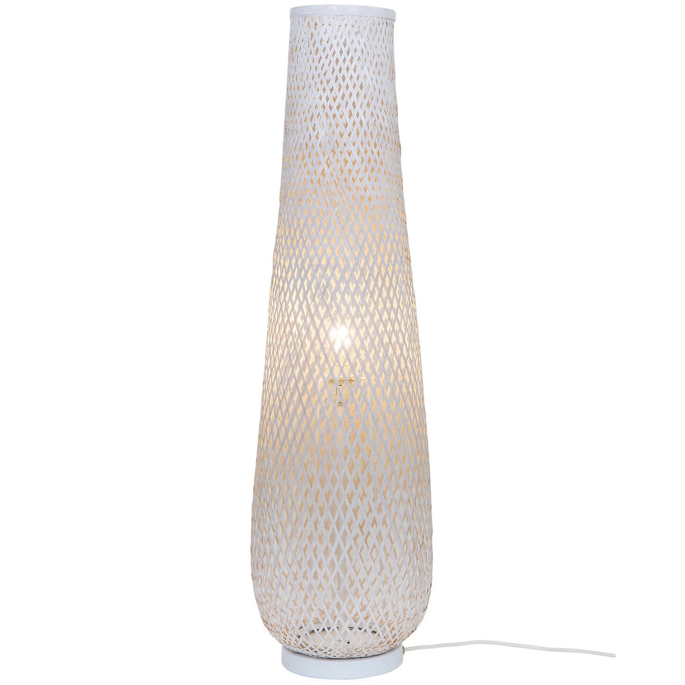 Floor Lamp White Matt Bamboo Natural Basket Weave Modern Livingroom 95cm - Image 5