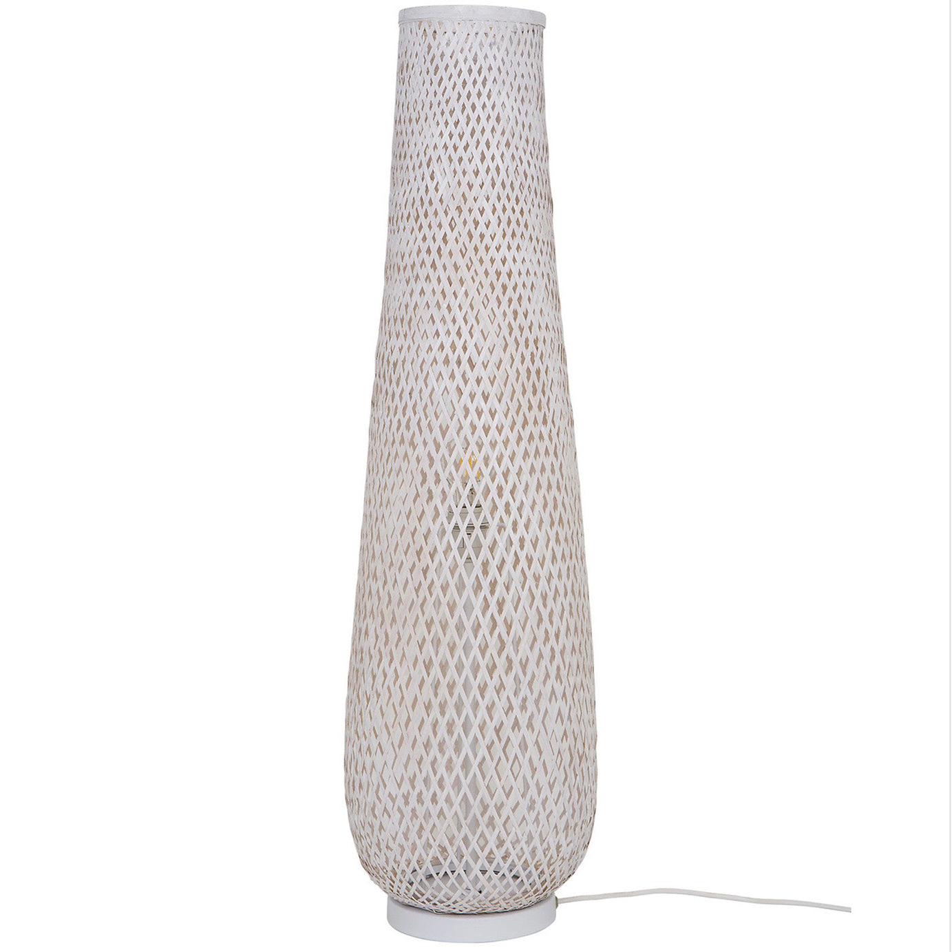 Floor Lamp White Matt Bamboo Natural Basket Weave Modern Livingroom 95cm - Image 2