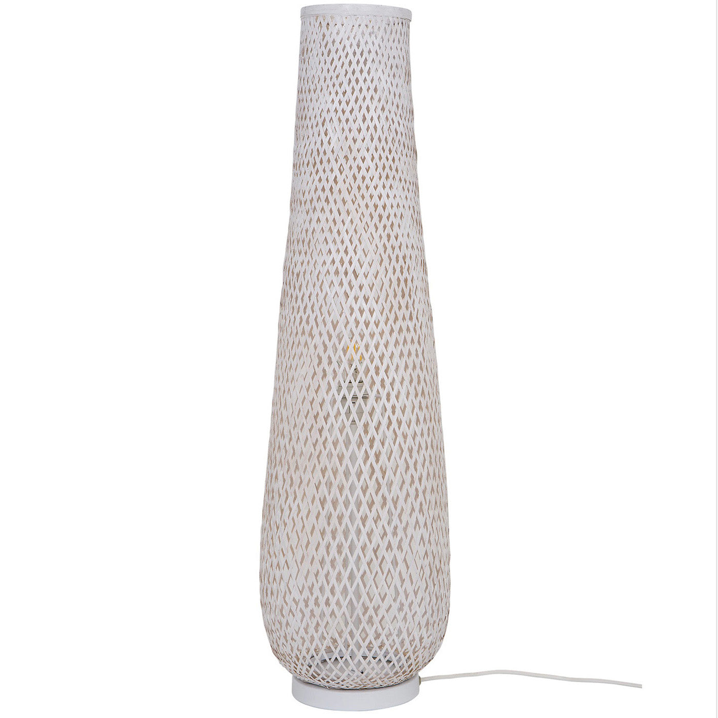 Floor Lamp White Matt Bamboo Natural Basket Weave Modern Livingroom 95cm - Image 2